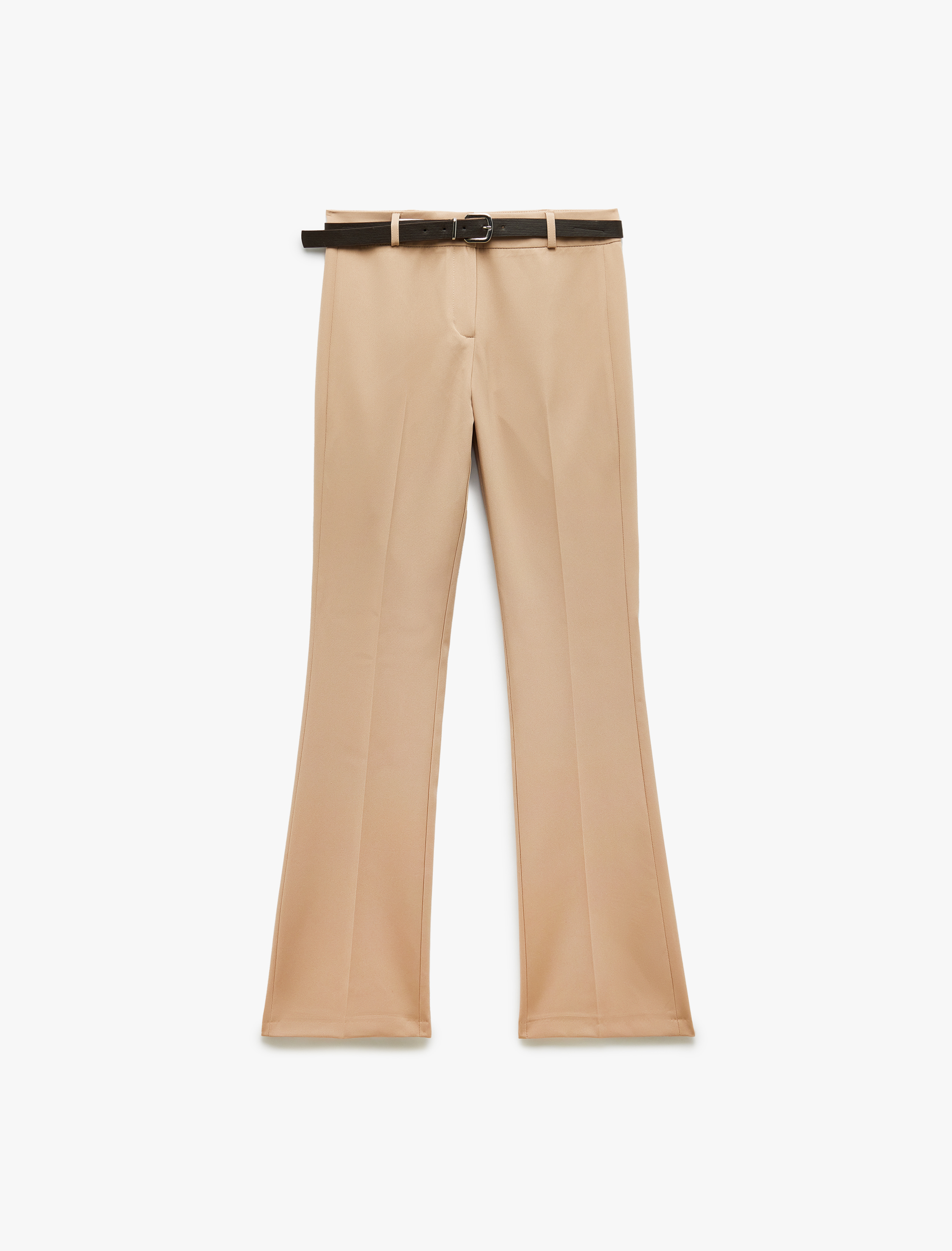   Kemer Detaylı Hafif İspanyol Paça Kumaş Pantolon