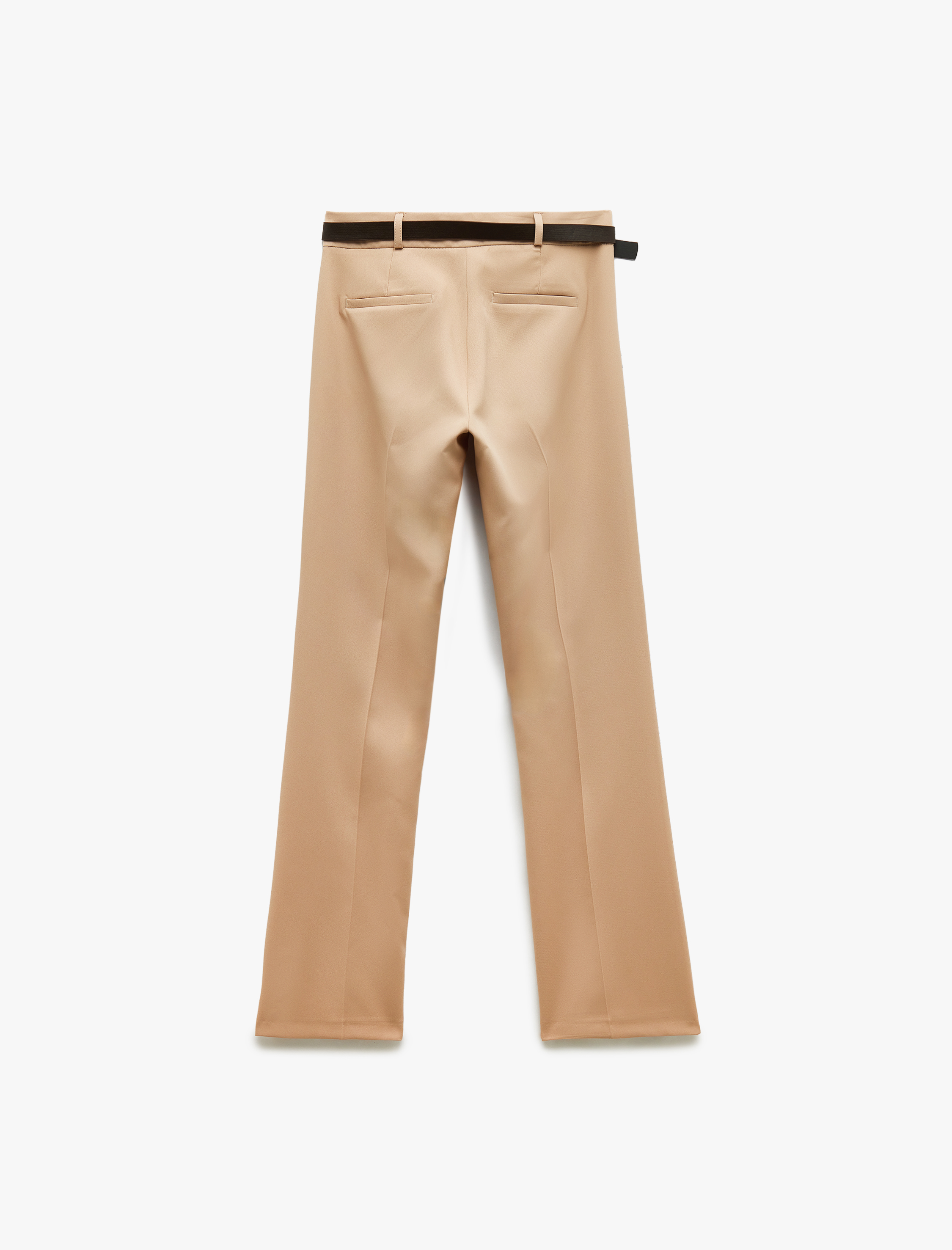   Kemer Detaylı Hafif İspanyol Paça Kumaş Pantolon