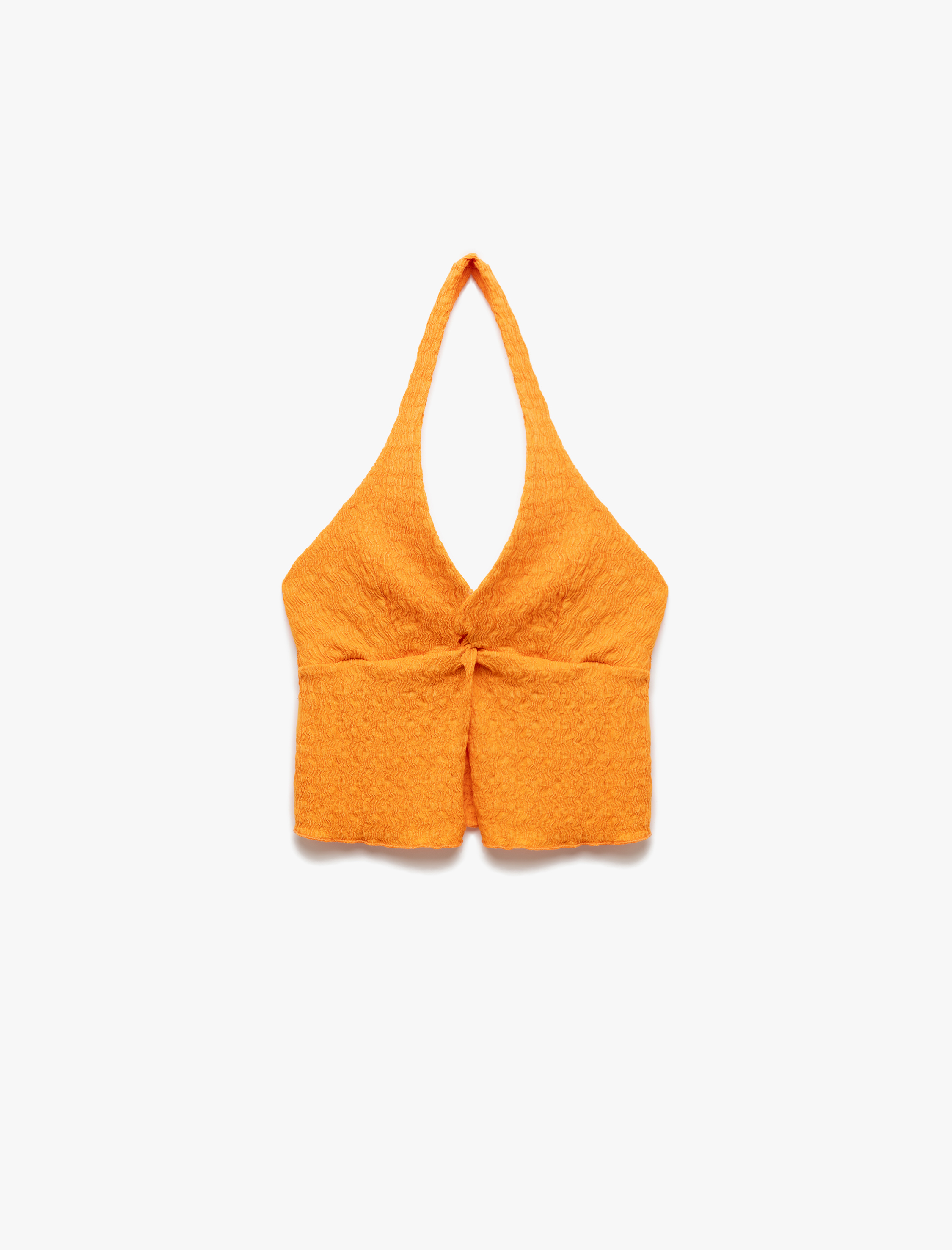   Kruvaze V Yaka Büzgülü Yırtmaç Detaylı Bürümcük Crop Üst