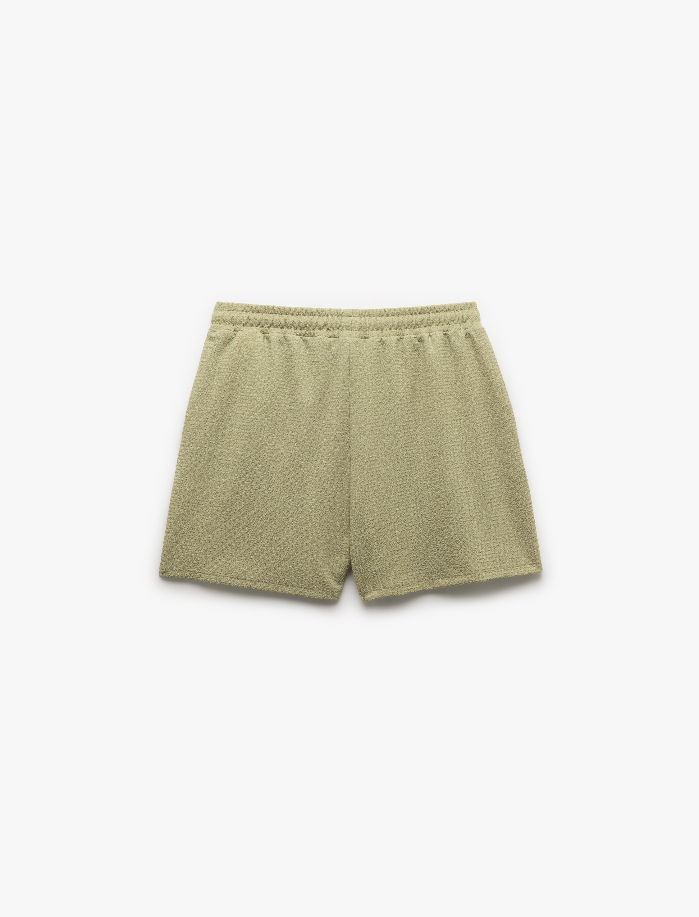   Beli Bağlamalı Bürümcük Kumaş Dokulu Cepli Mini Şort