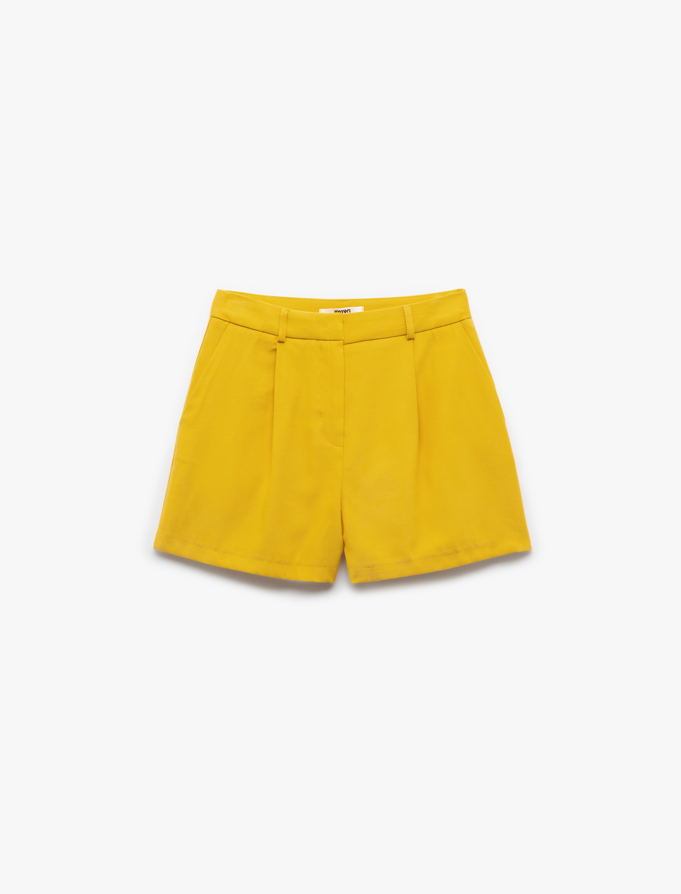   Viskon Kumaş Pile Detaylı Cepli Mini Şort