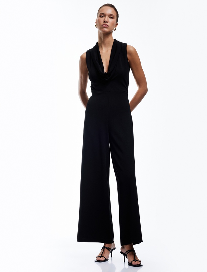  Krep Scuba Kumaş Kolsuz Bol Paça Degaje Yaka Tulum