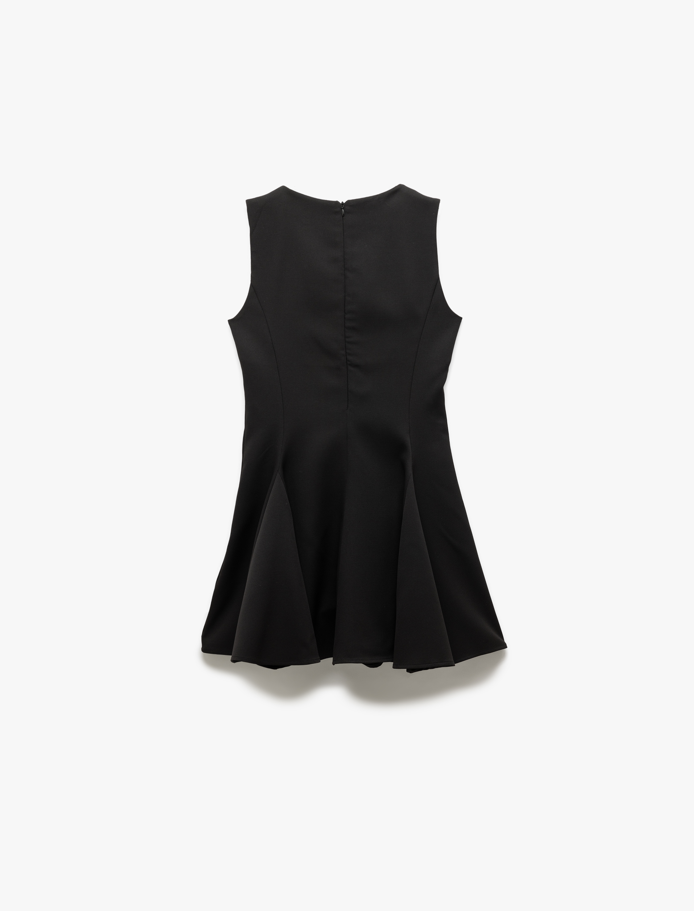   Bağlamalı Yaka Kolsuz A Kesim Volanlı Mini Elbise