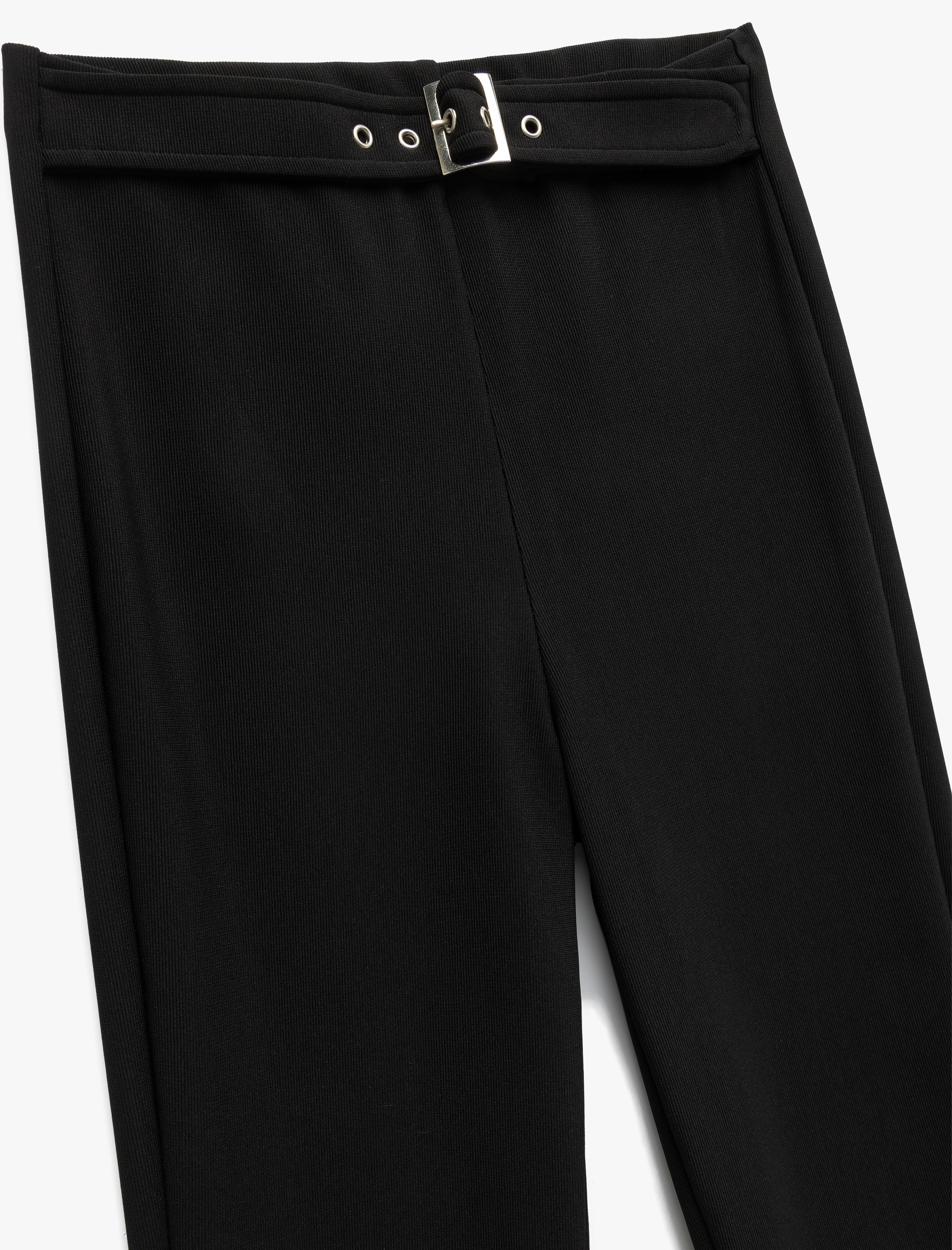   Kemerli Slim Fit Hafif İspanyol Paça Kumaş Pantolon