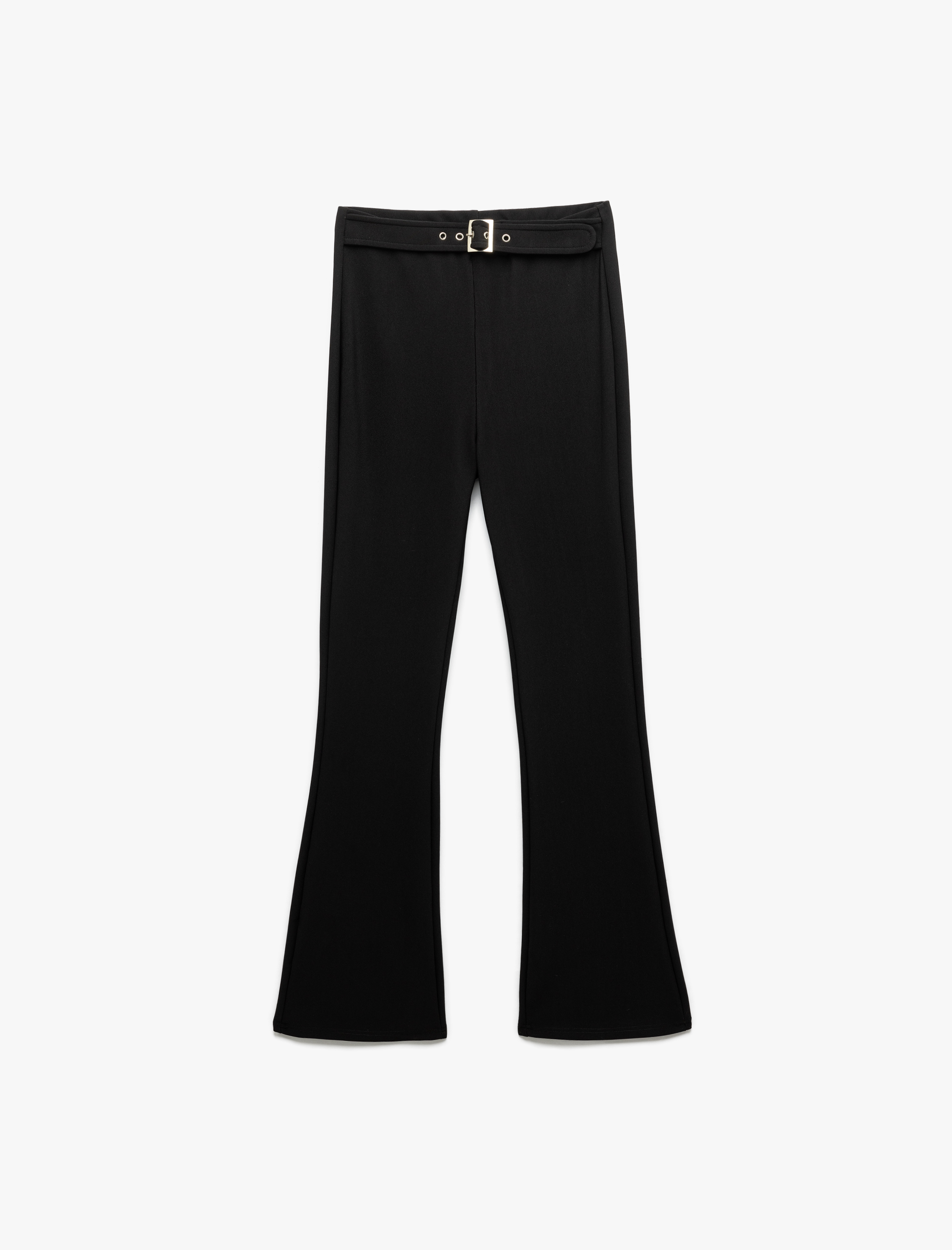   Kemerli Slim Fit Hafif İspanyol Paça Kumaş Pantolon