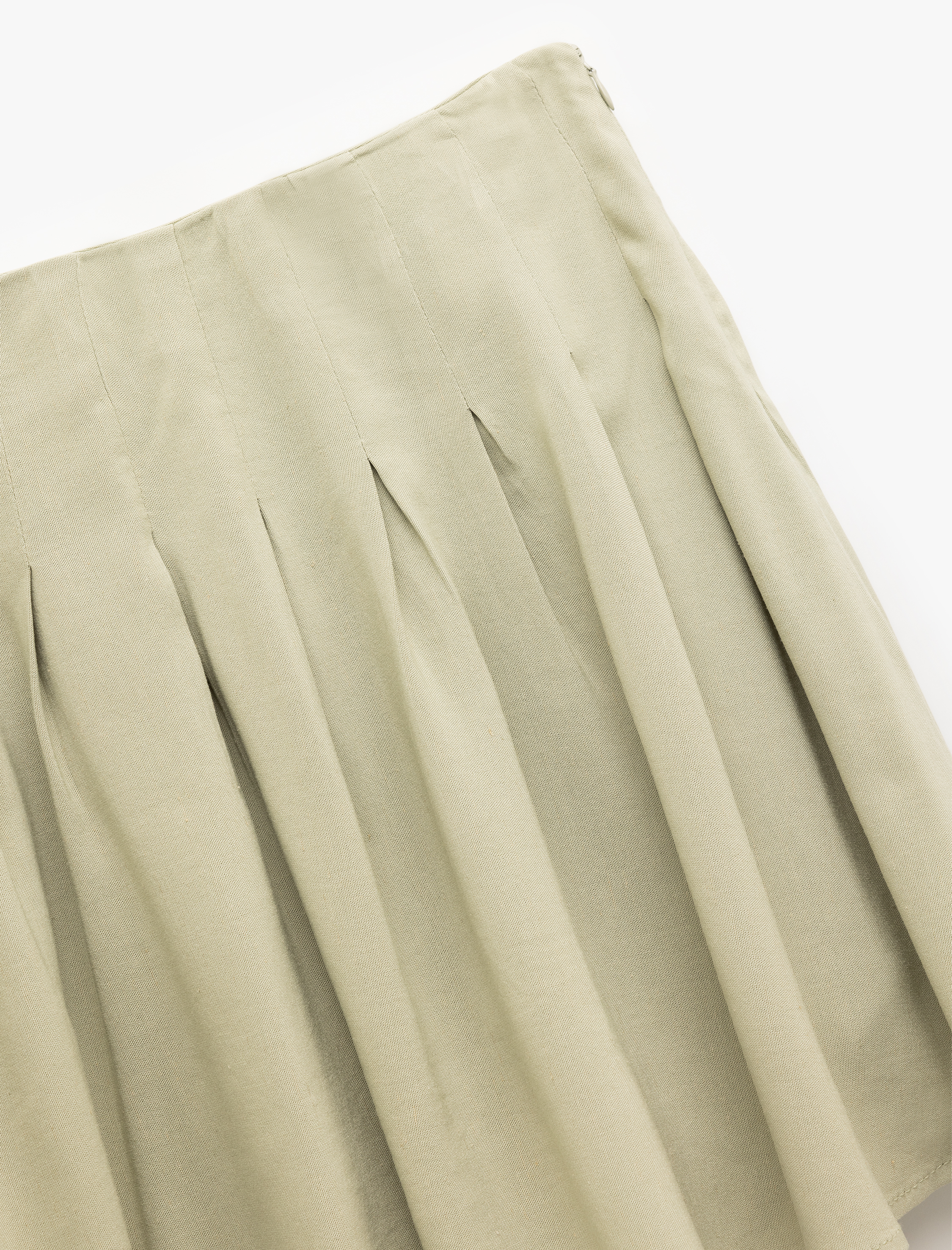   Kalın Pileli Viskon Mini Etek