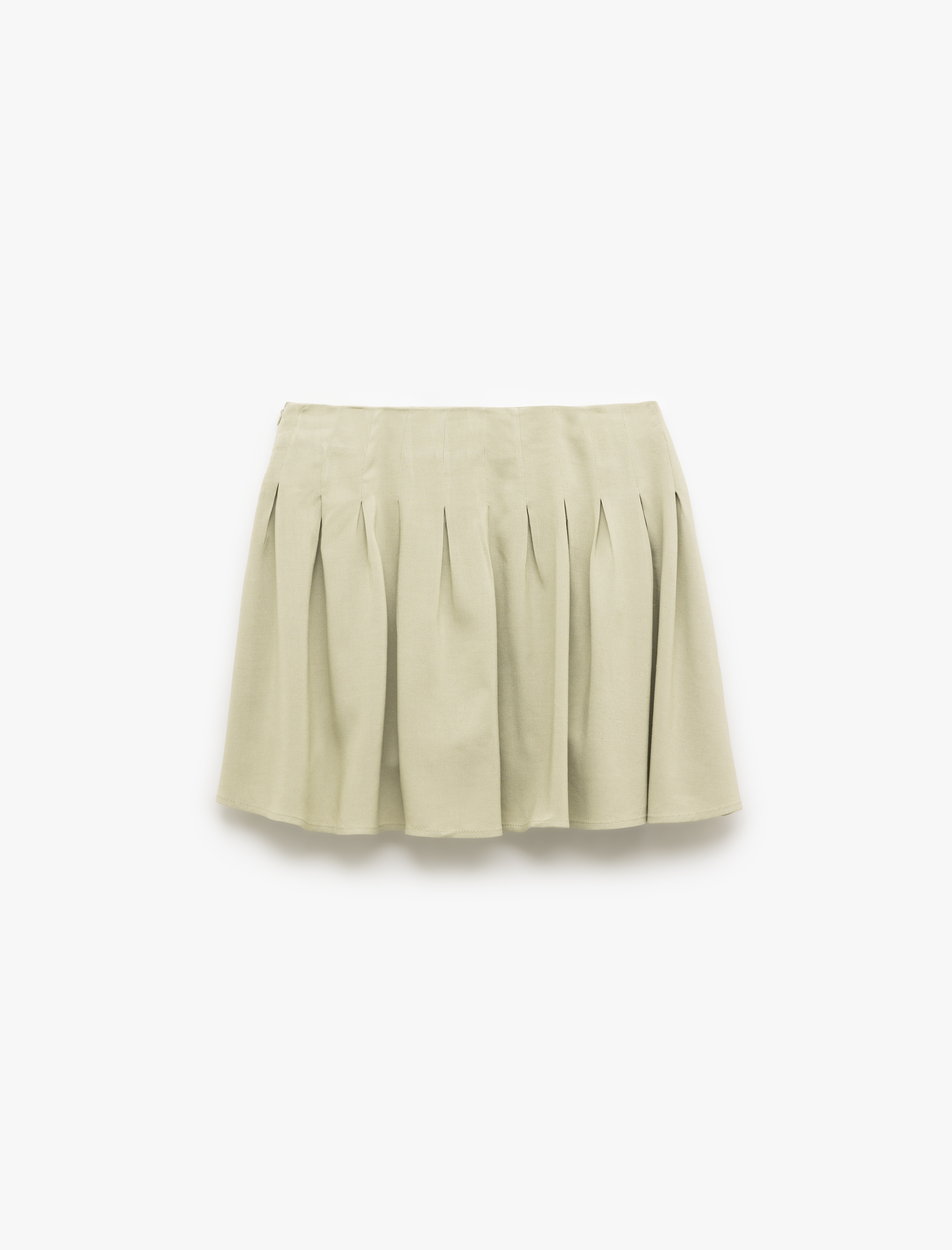   Kalın Pileli Viskon Mini Etek