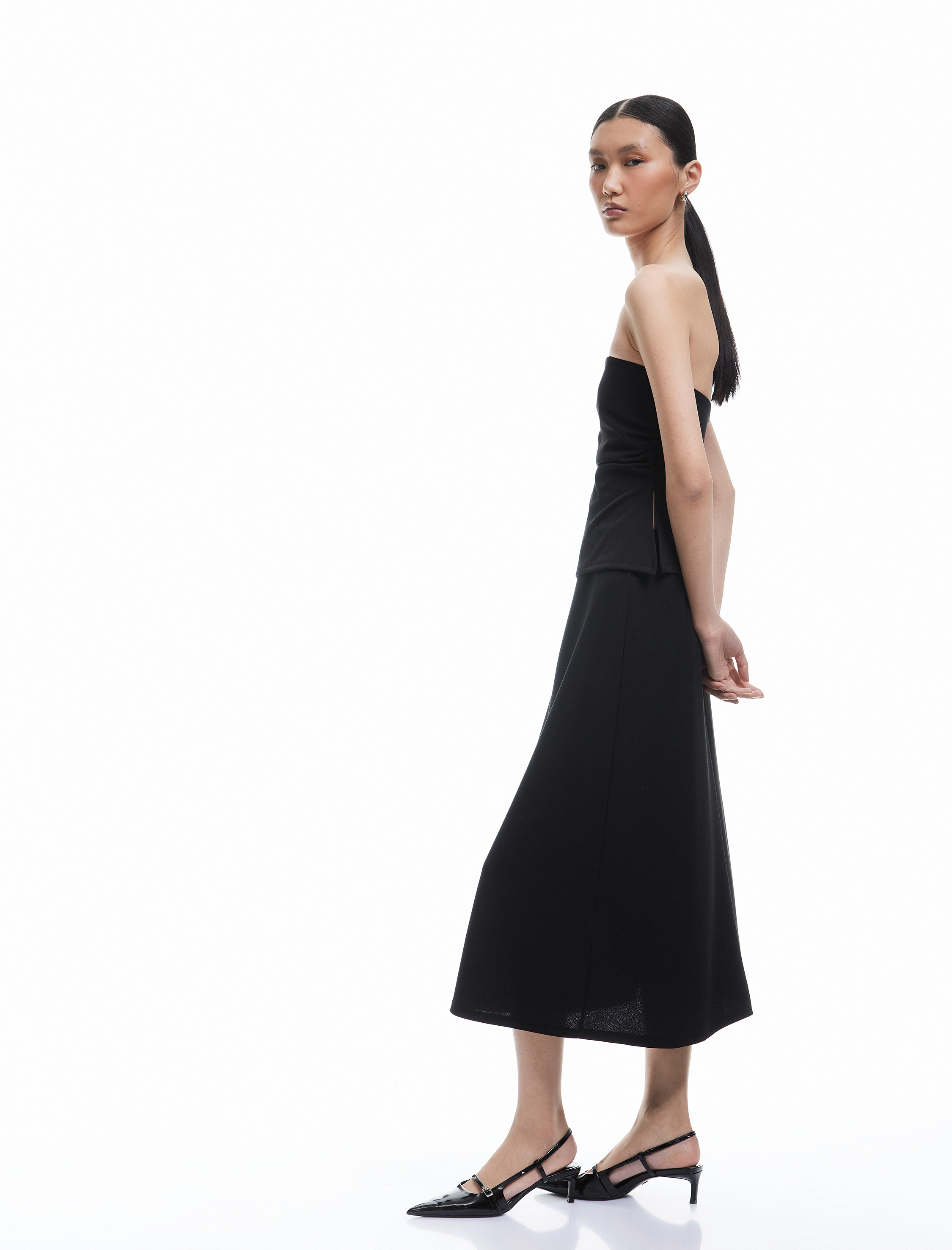   A Kesim Krep Scuba Kumaş Midi Boy Etek