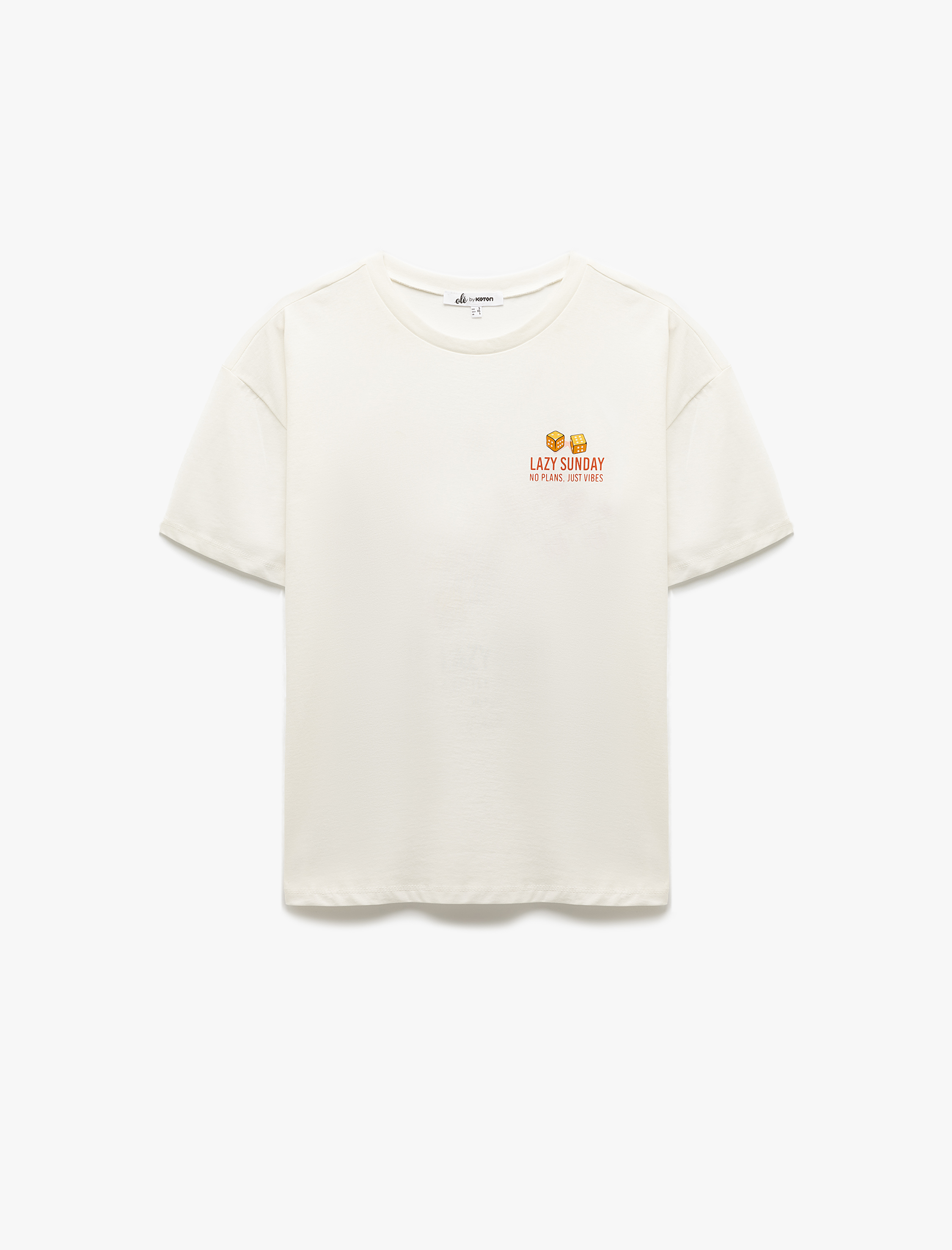   Kısa Kollu Bisiklet Yaka Pamuklu Arkası Baskılı Oversize Tişört