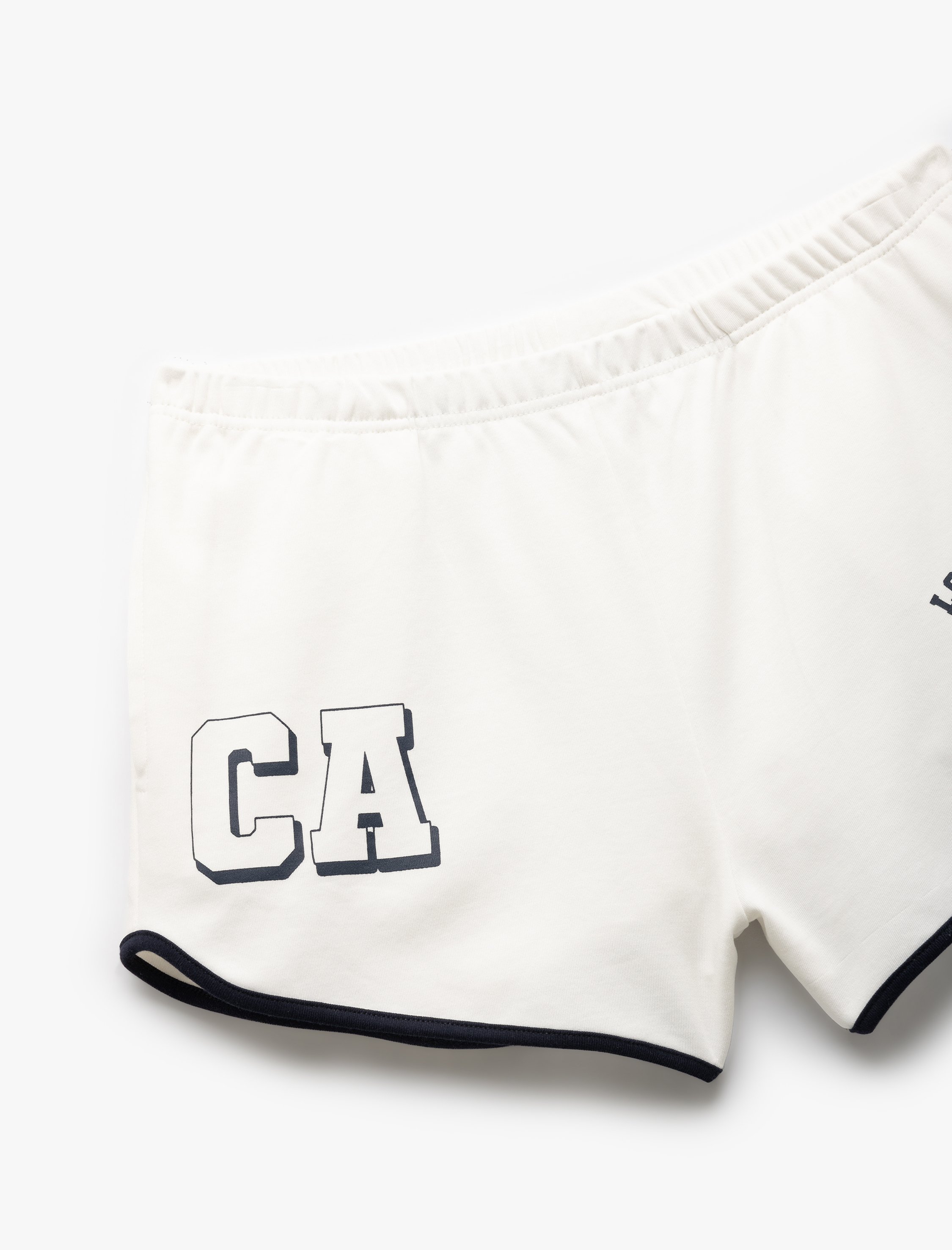   Pamuklu Biyeli Beli Lastikli Baskılı Mini Şort