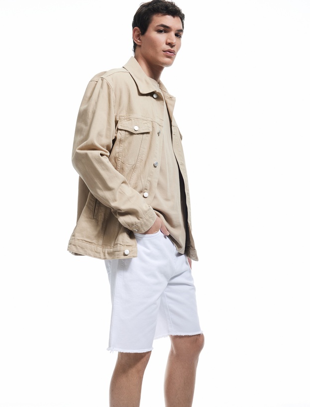 Normal Bel Pamuklu Bermuda Oversize Jean Şort_1