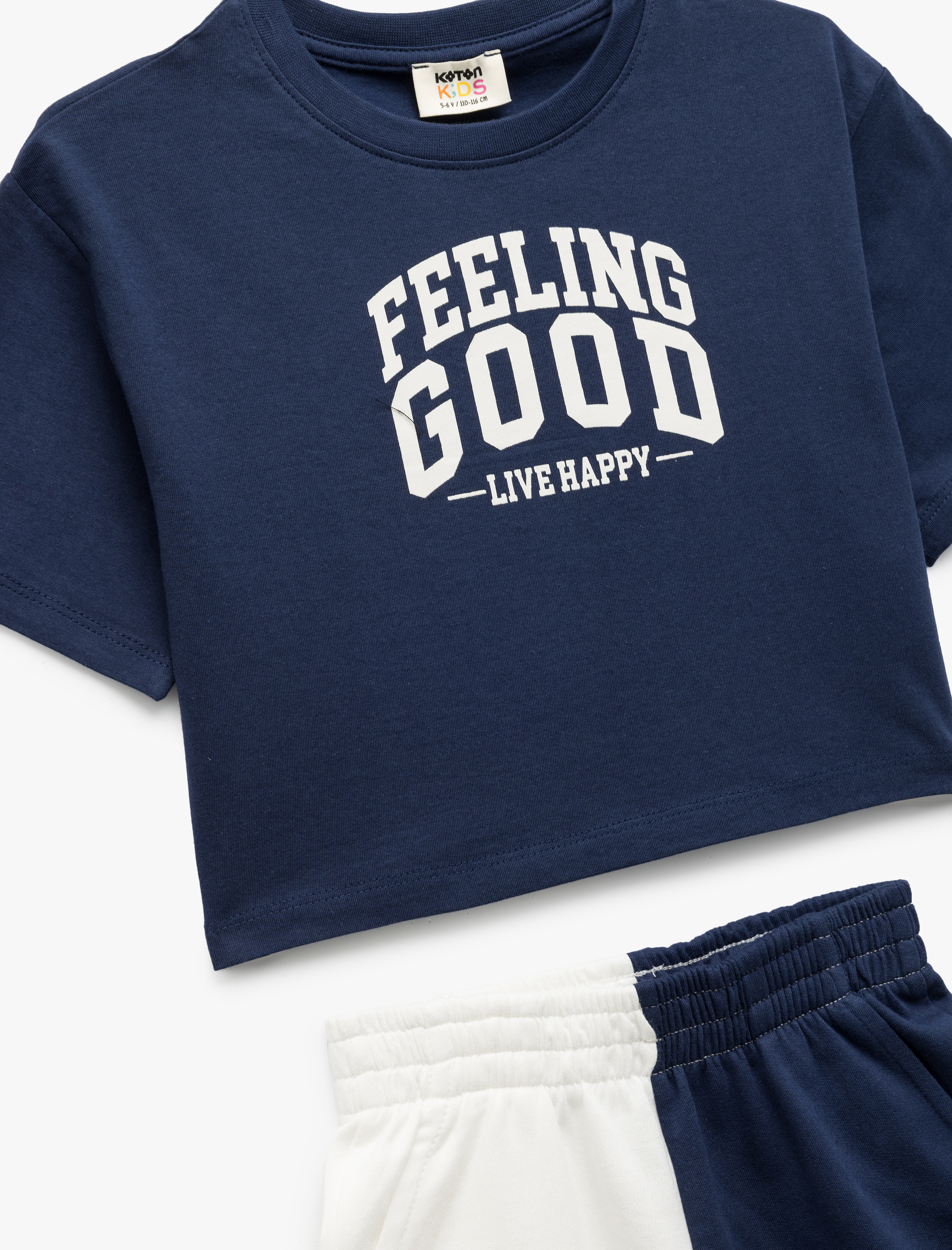  Kız Çocuk Pamuklu Baskılı Tişört ve Şort 2'li Takım