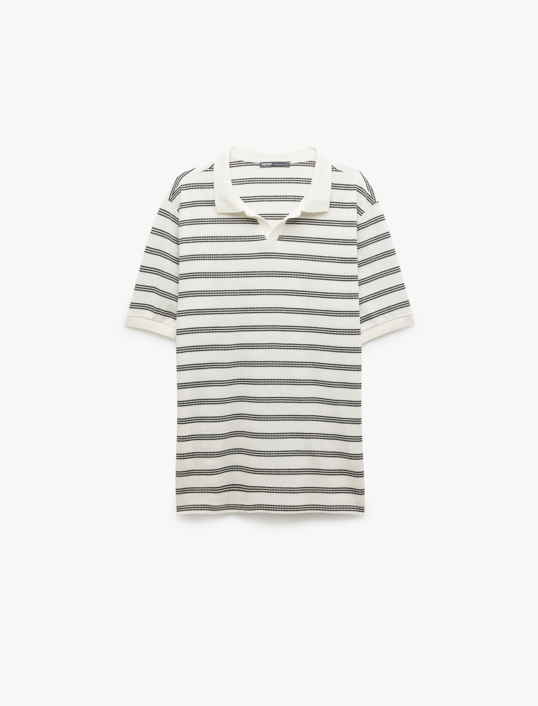 Kısa Kollu Pamuk Karışımlı Regular Fit Çizgili Polo Yaka Tişört