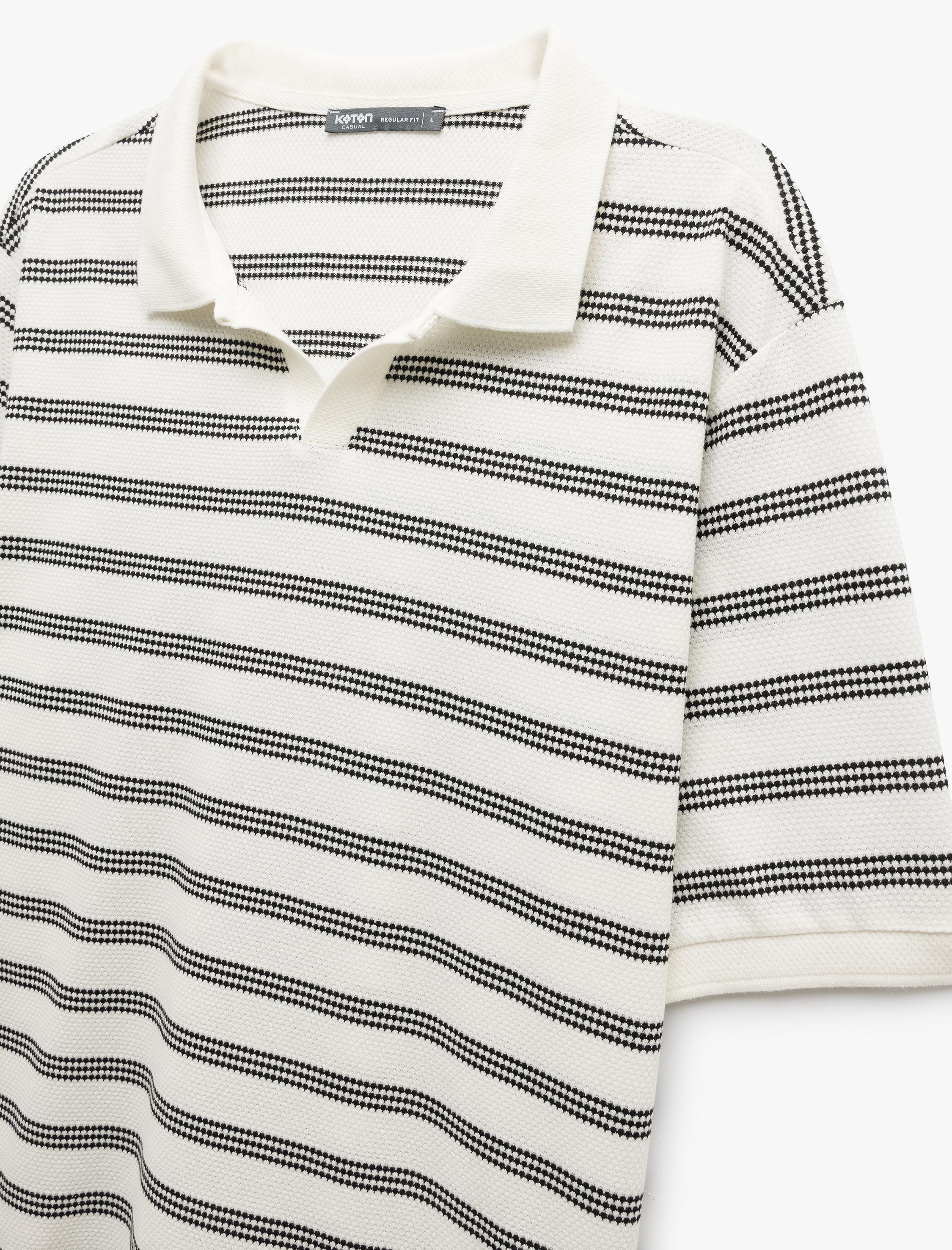 Kısa Kollu Pamuk Karışımlı Regular Fit Çizgili Polo Yaka Tişört