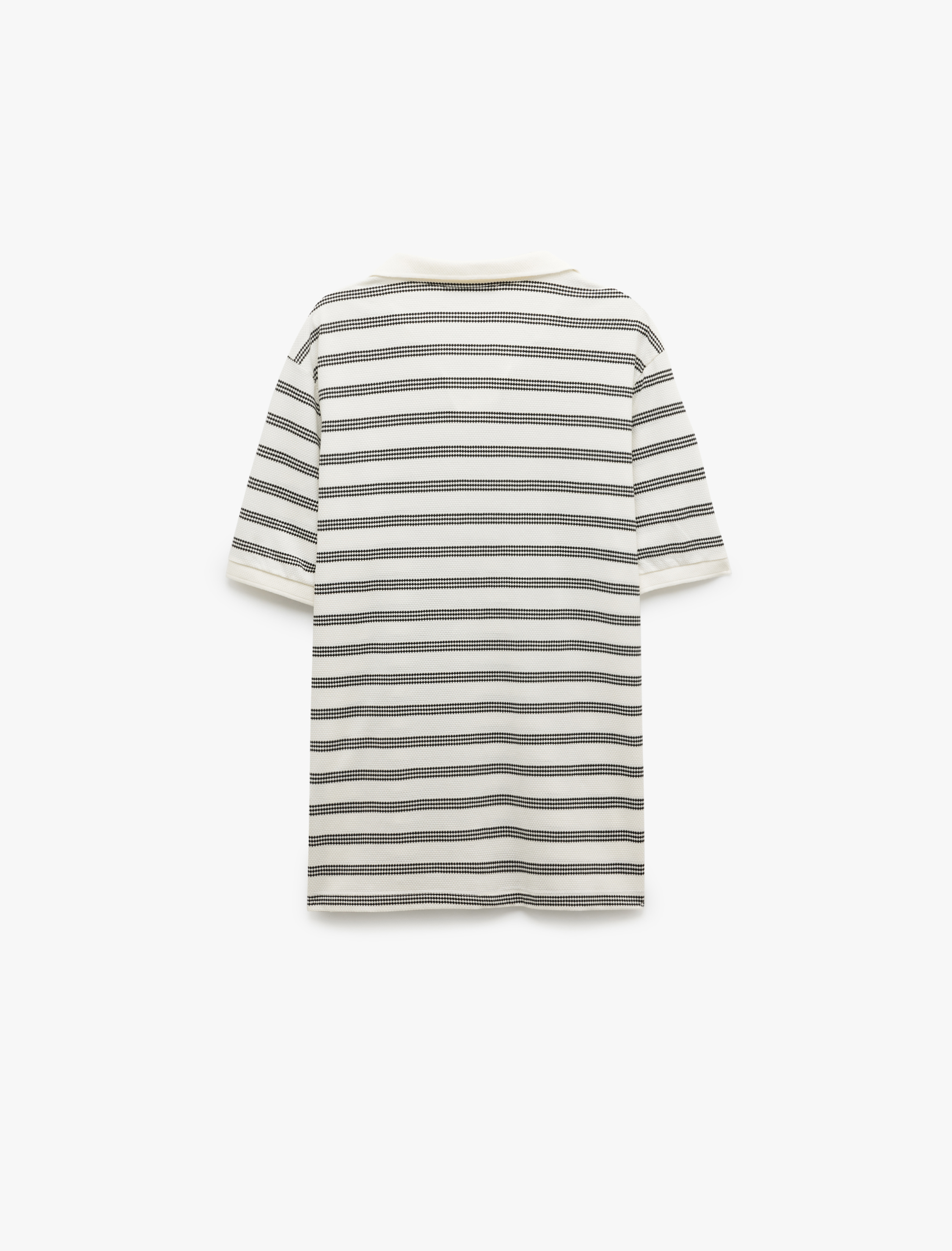 Kısa Kollu Pamuk Karışımlı Regular Fit Çizgili Polo Yaka Tişört