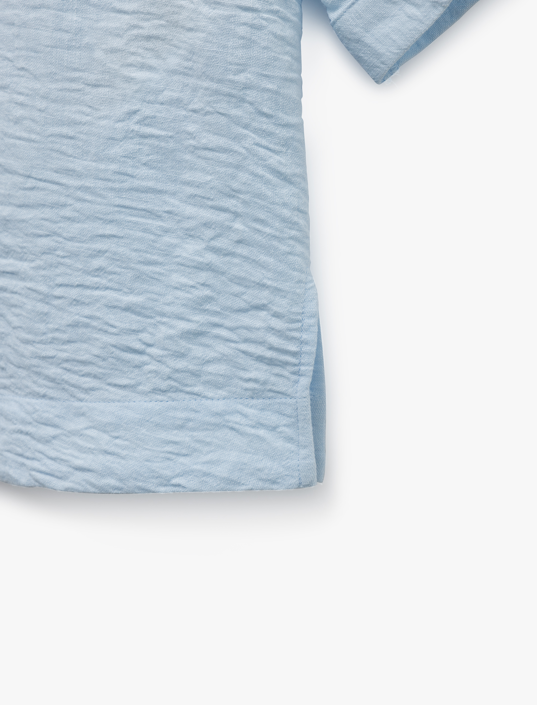 Klasik Yaka Dirsek Boy Kısa Kollu Oversize Gömlek