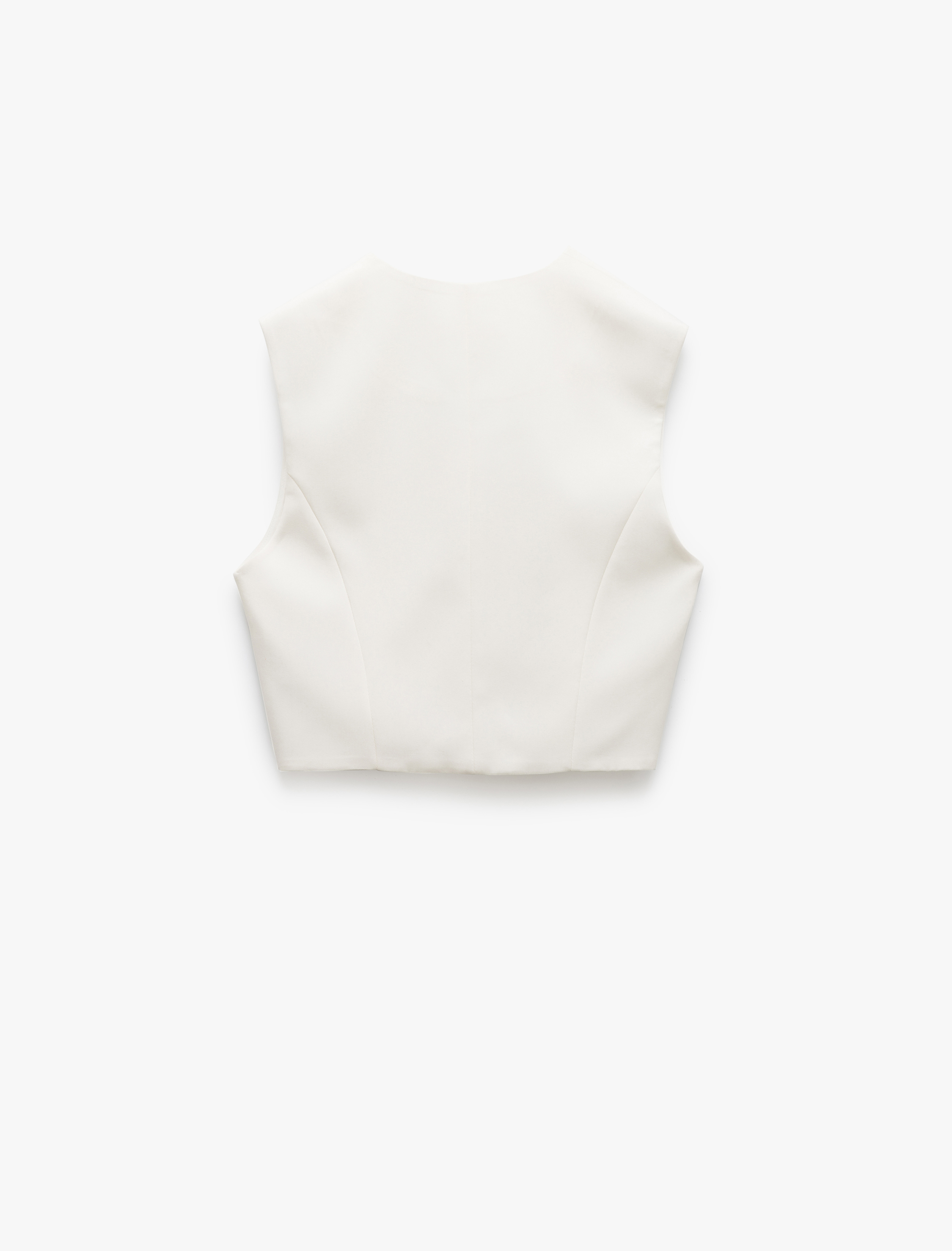   Kolsuz V Yaka Düğmeli Astarlı Modal Kumaş Crop Yelek