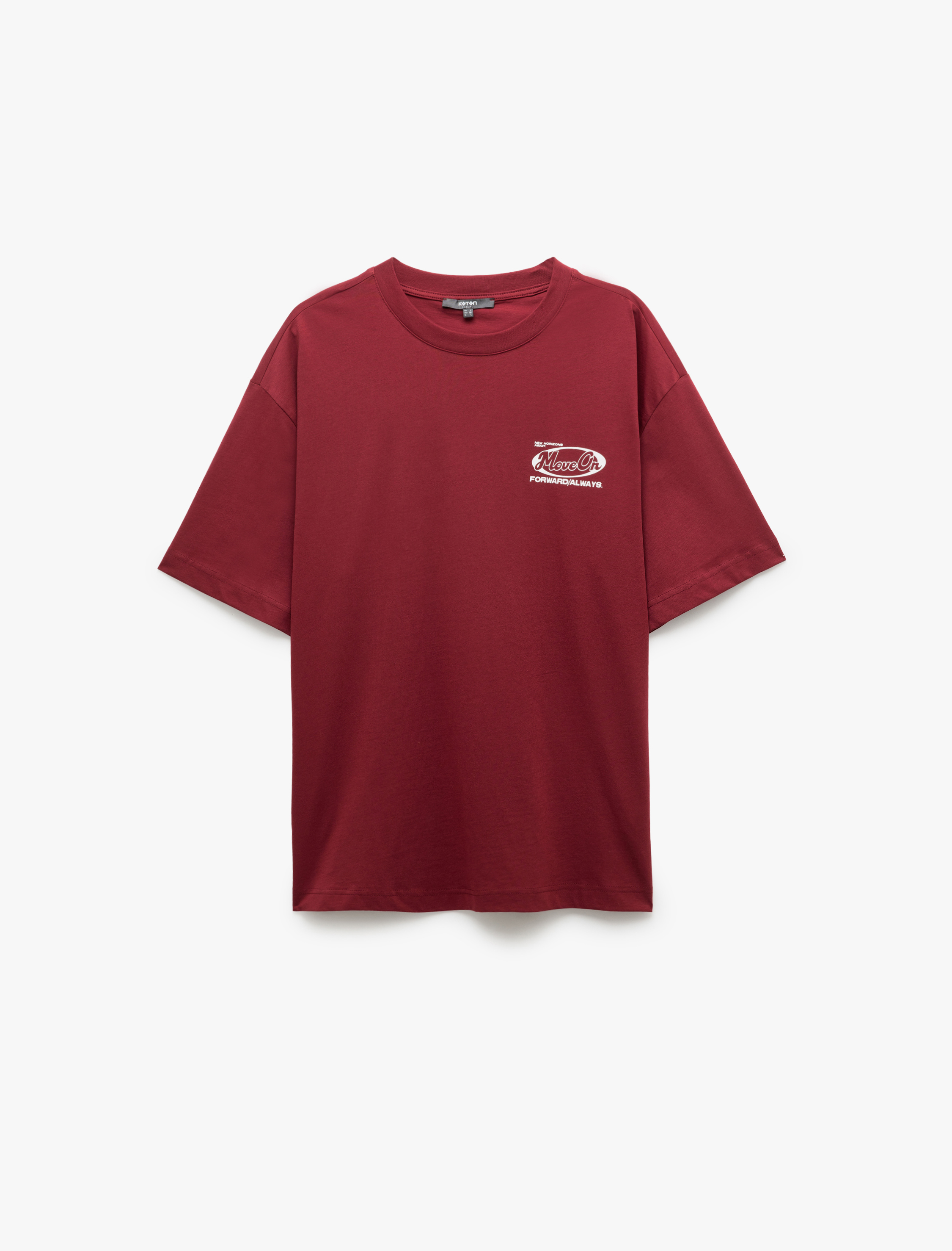   Kısa Kollu Bisiklet Yaka Pamuklu Arkası Baskılı Oversize Tişört