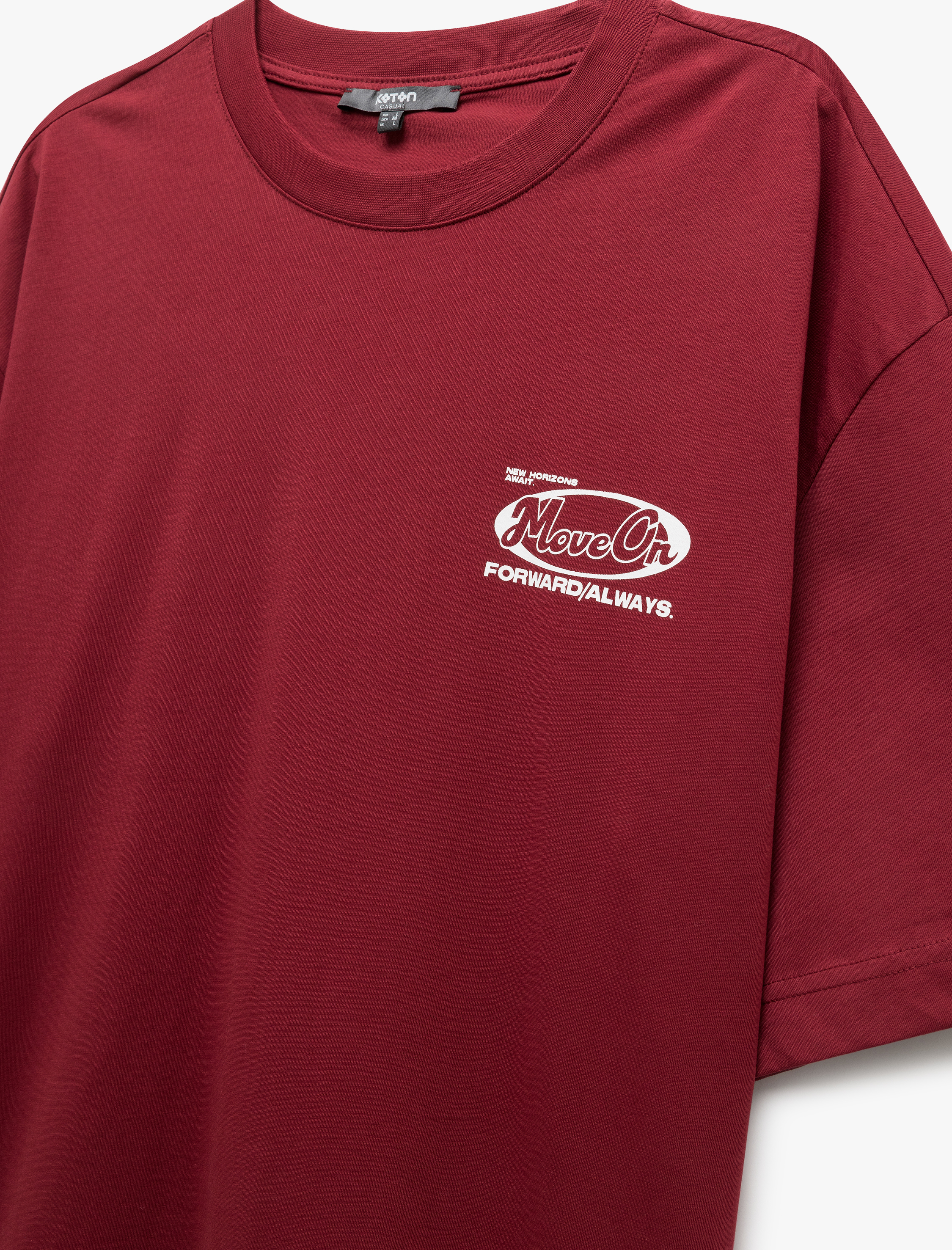   Kısa Kollu Bisiklet Yaka Pamuklu Arkası Baskılı Oversize Tişört