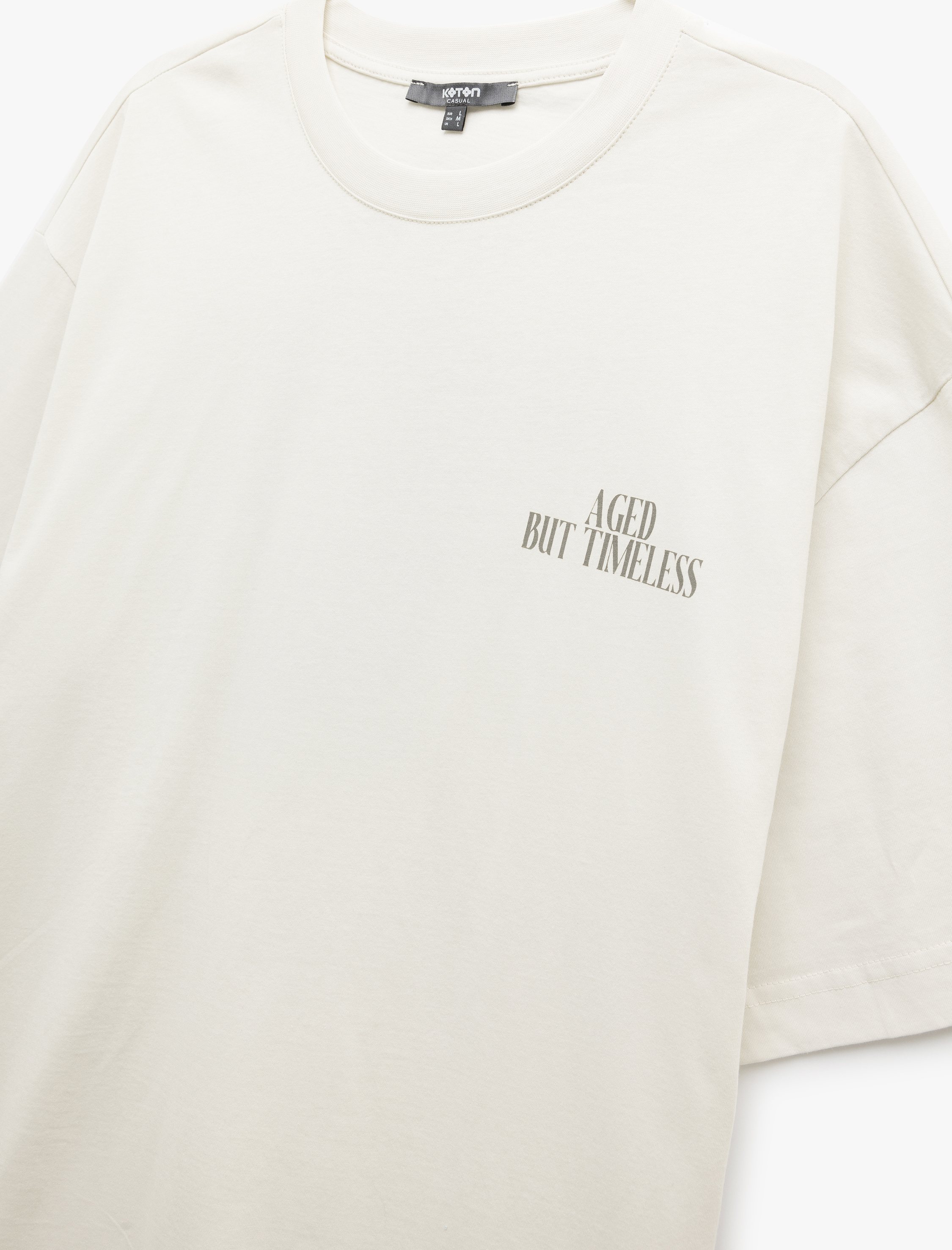   Arkası Baskılı Pamuklu Kısa Kollu Bisiklet Yaka Oversize Tişört