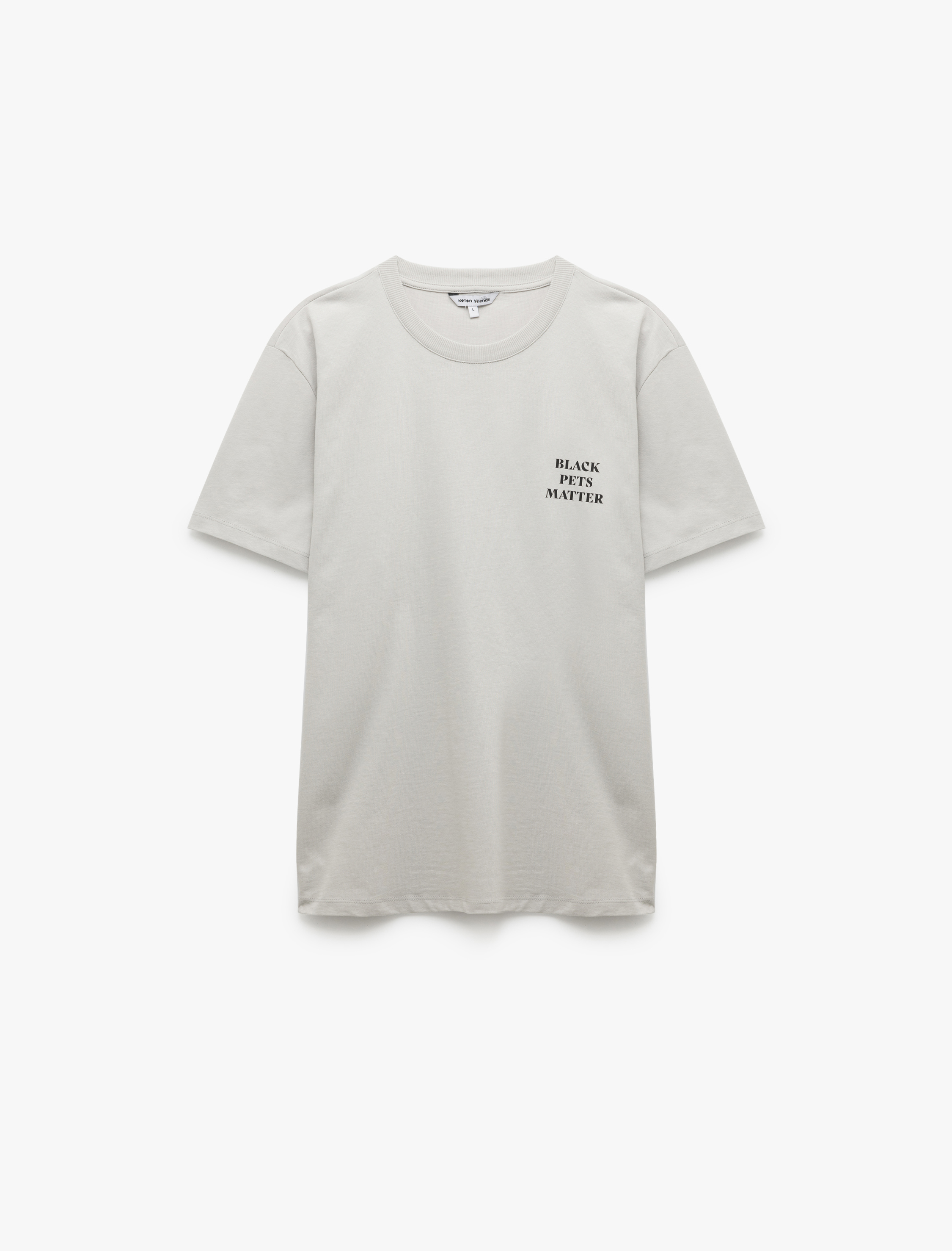   Kısa Kollu Pamuklu Regular Fit Bisiklet Yaka Arkası Baskılı Tişört