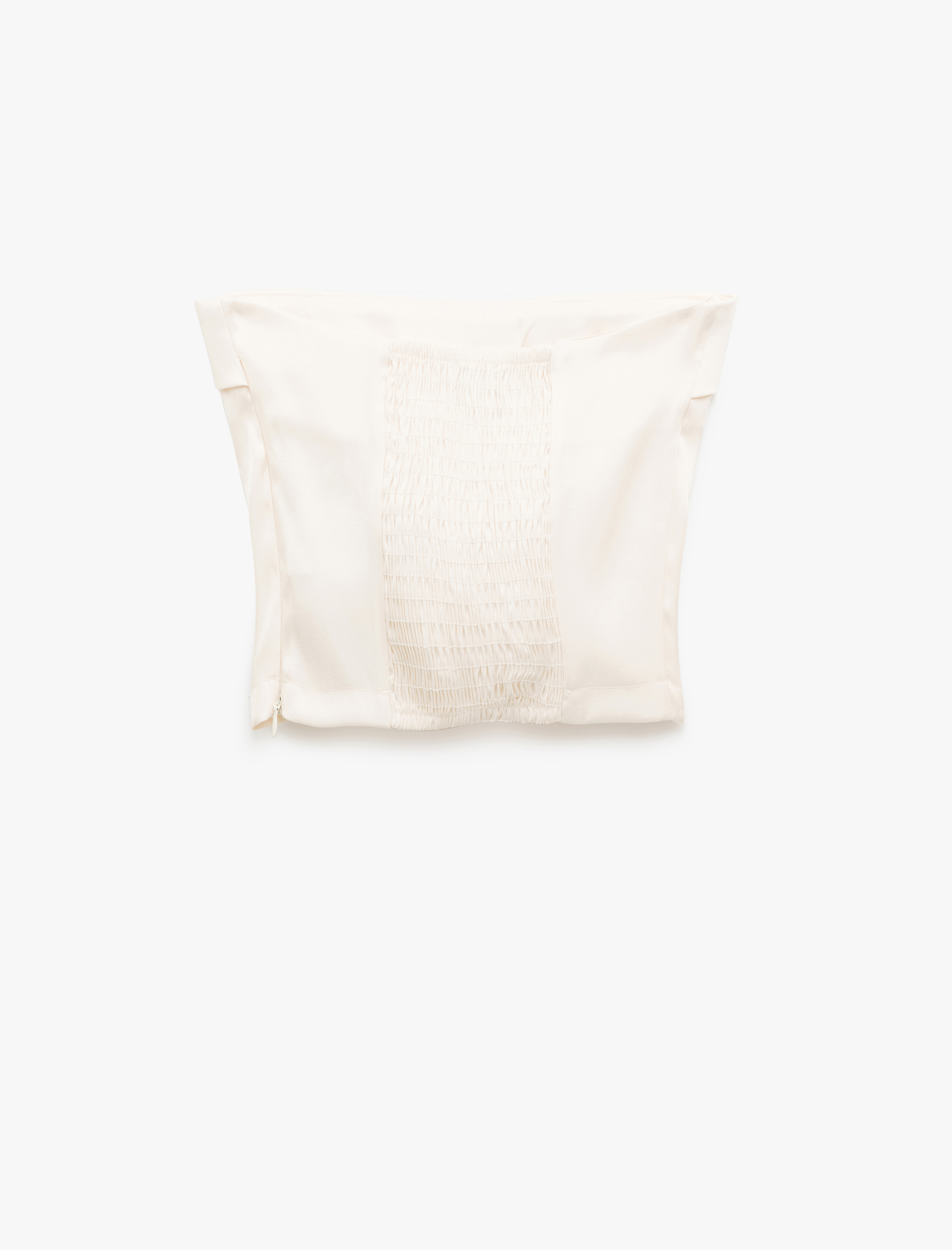   Koton X Sima Tarkan - Kat Detaylı Viskon Straplez Crop Bluz