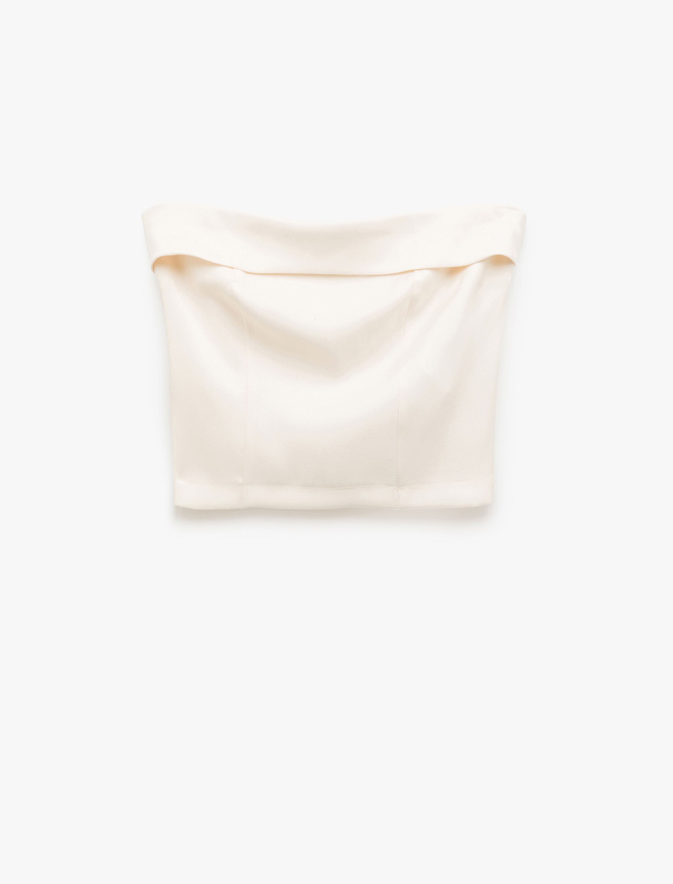   Koton X Sima Tarkan - Kat Detaylı Viskon Straplez Crop Bluz