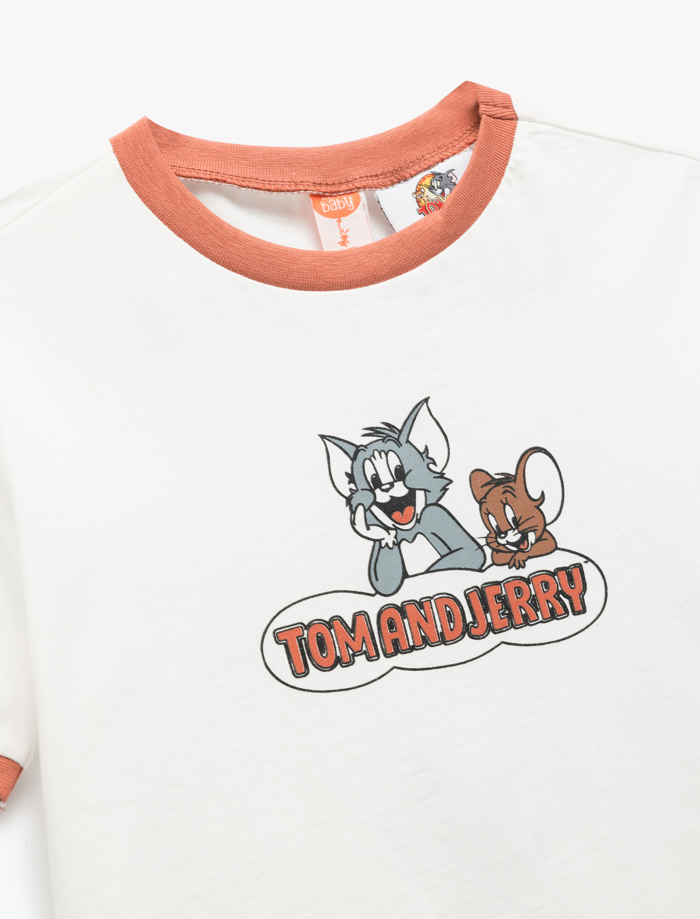 Erkek Bebek Lisanslı Tom and Jerry Baskılı Pamuklu Kısa Kollu Tişört