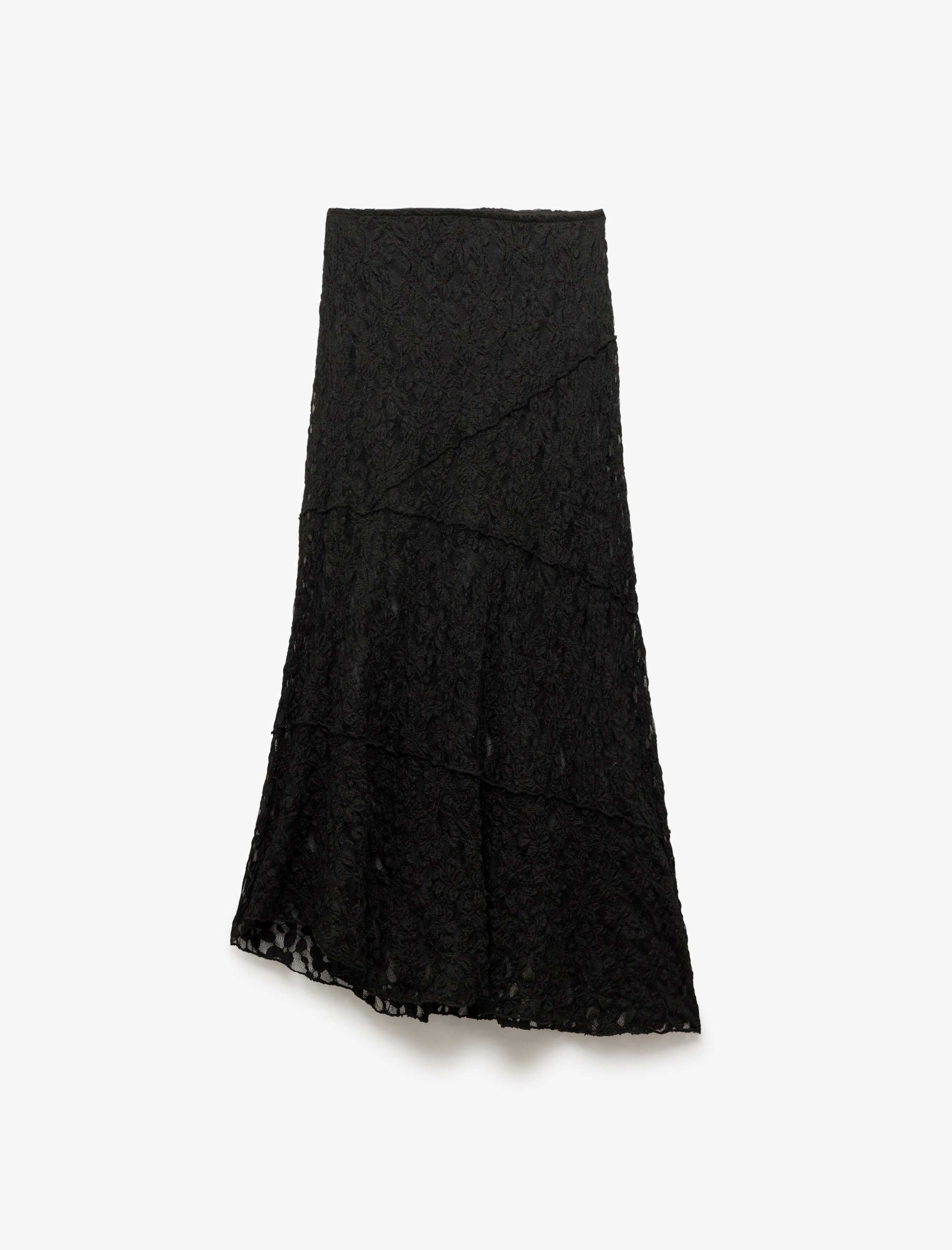   Asimetrik Midi Boy Yüksek Bel Dantel Etek