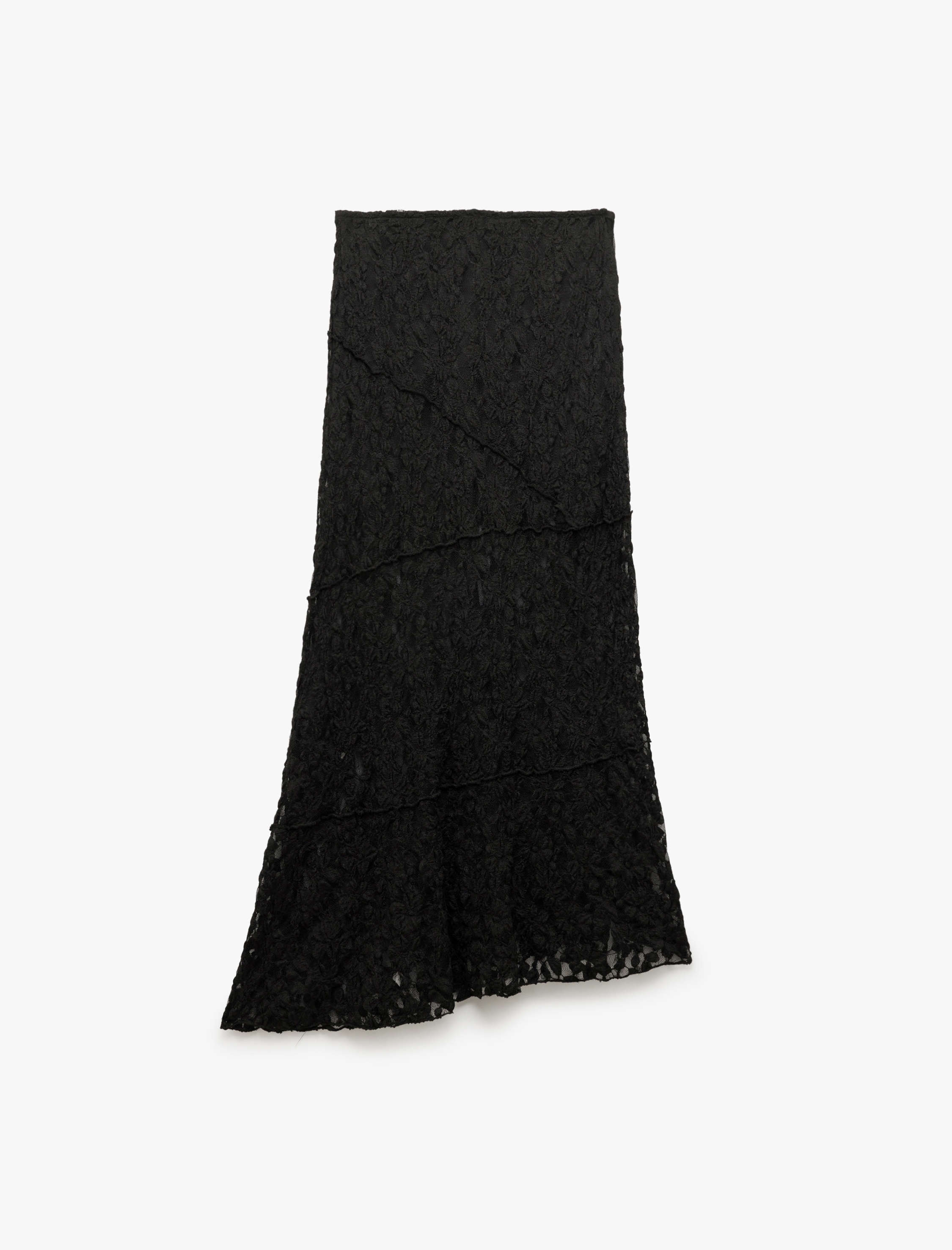   Asimetrik Midi Boy Yüksek Bel Dantel Etek