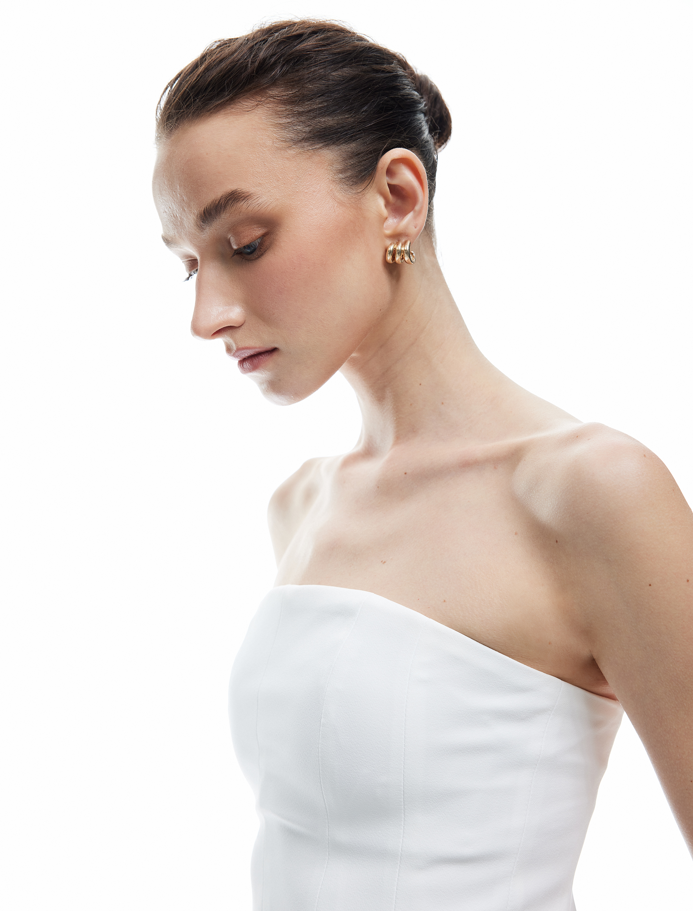   Viskon Crinkle Kumaş Straplez Bluz