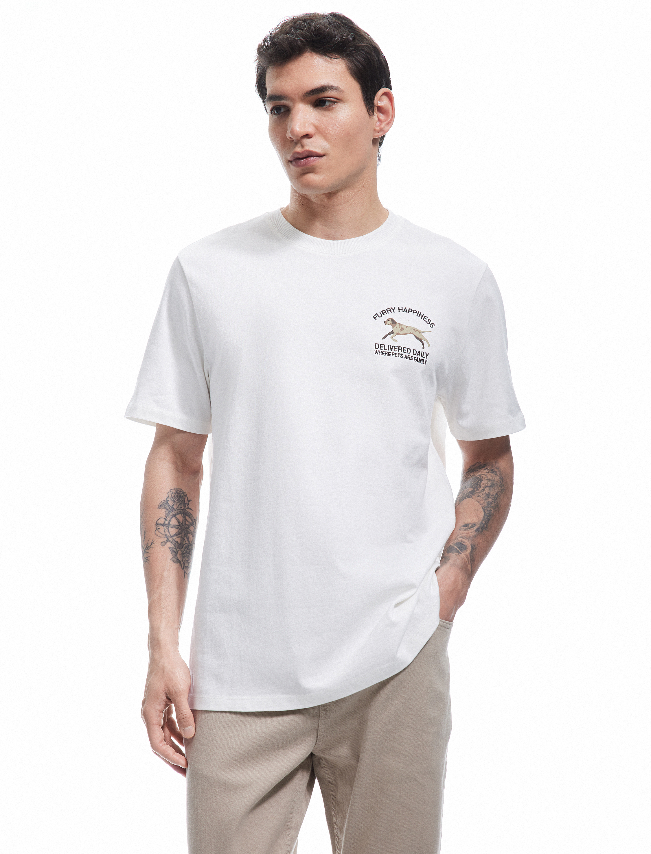   Kısa Kollu Bisiklet Yaka Regular Fit Pamuklu Baskılı Tişört