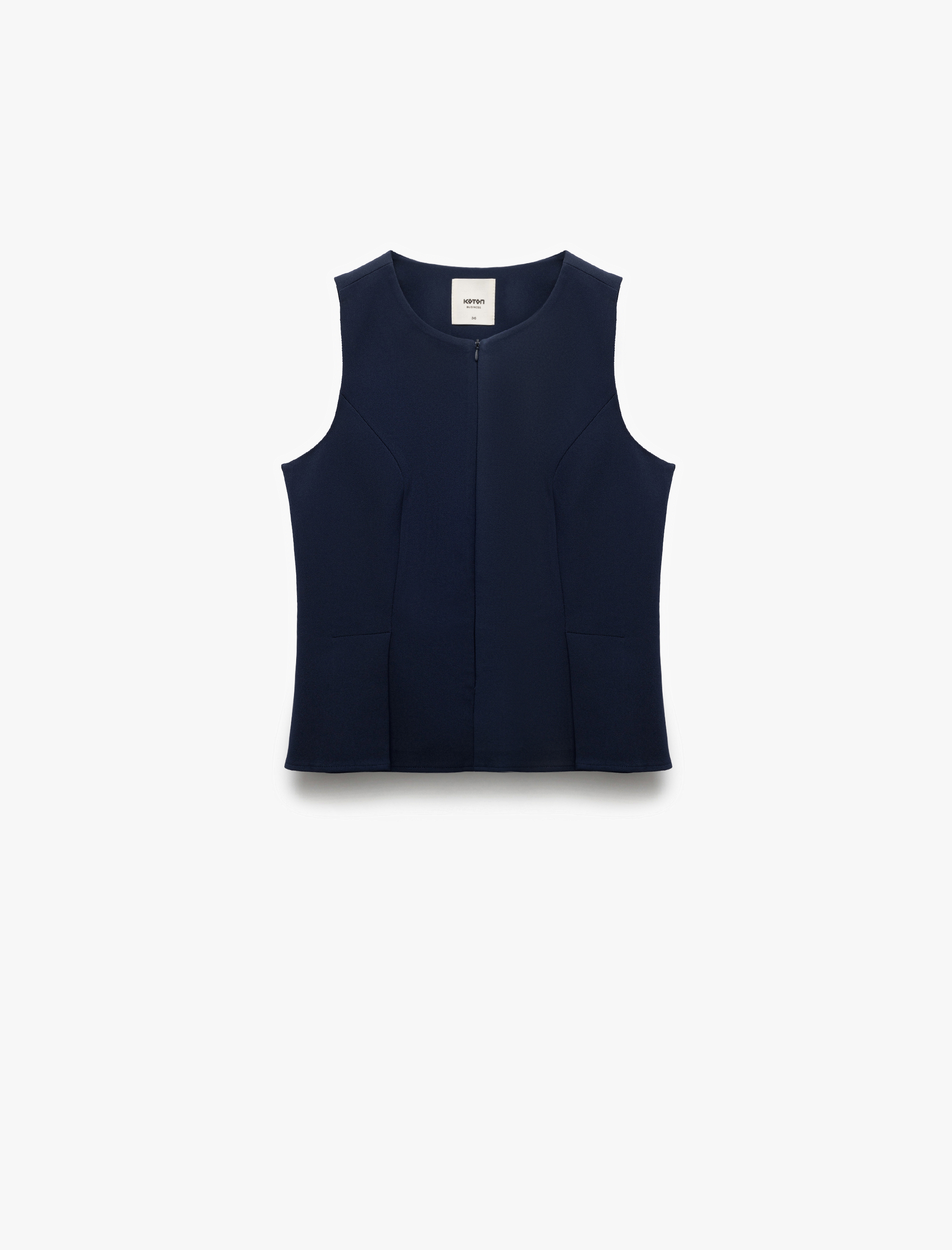   Fermuar Detaylı Kolsuz Bisiklet Yaka Yelek