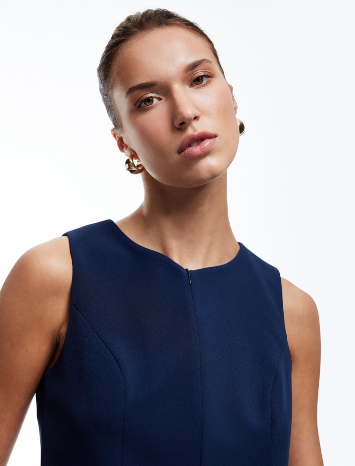  Fermuar Detaylı Kolsuz Bisiklet Yaka Yelek