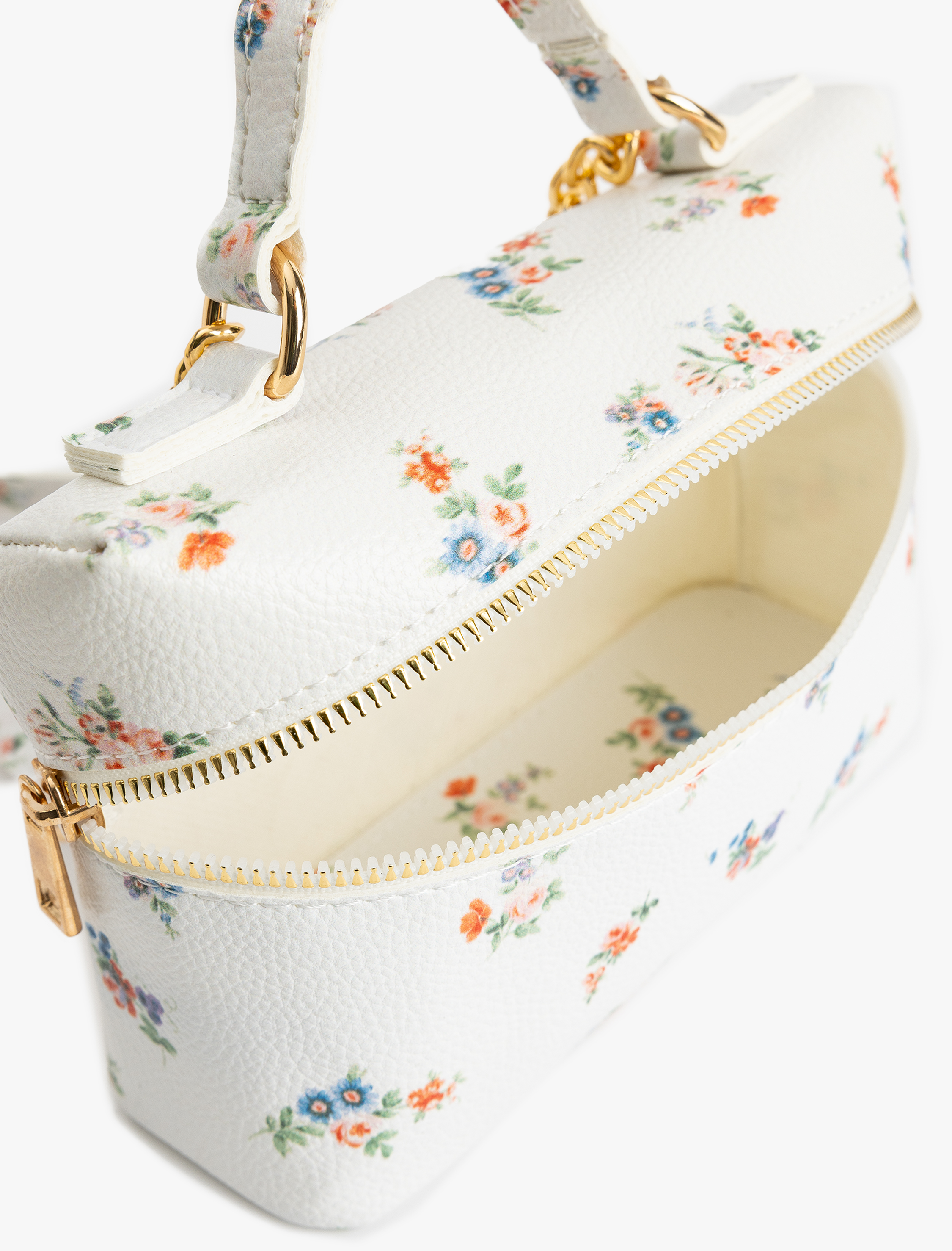  Kadın Çiçekli Fermuarlı Saplı Askılı Çapraz Çanta