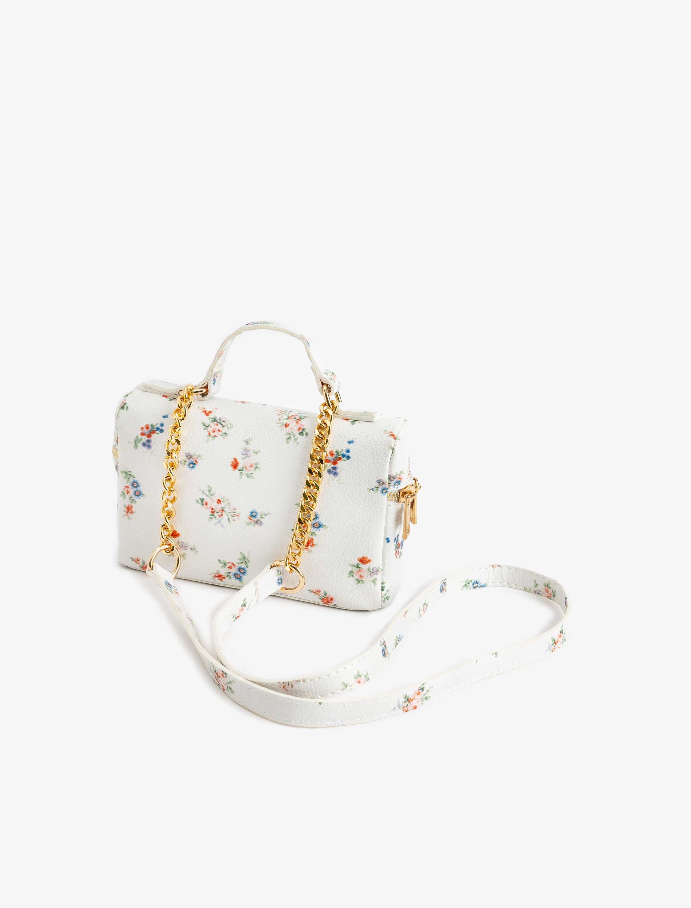  Kadın Çiçekli Fermuarlı Saplı Askılı Çapraz Çanta