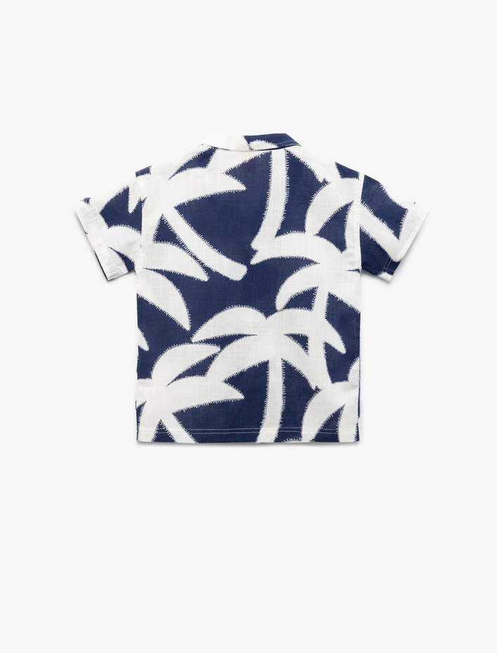 Erkek Bebek Palmiye Desenli Kısa Kollu Pamuklu Gömlek