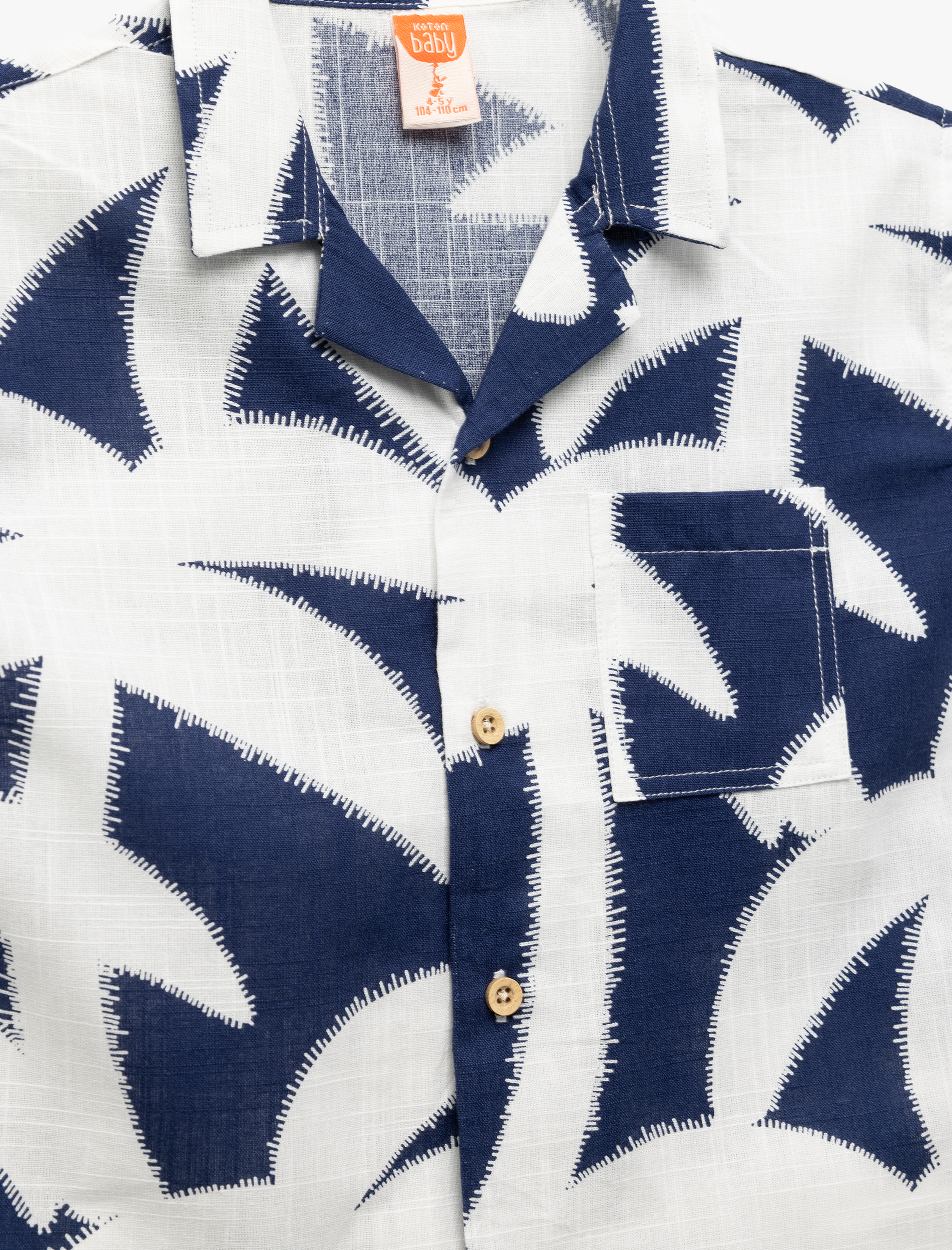  Erkek Bebek Palmiye Desenli Kısa Kollu Pamuklu Gömlek