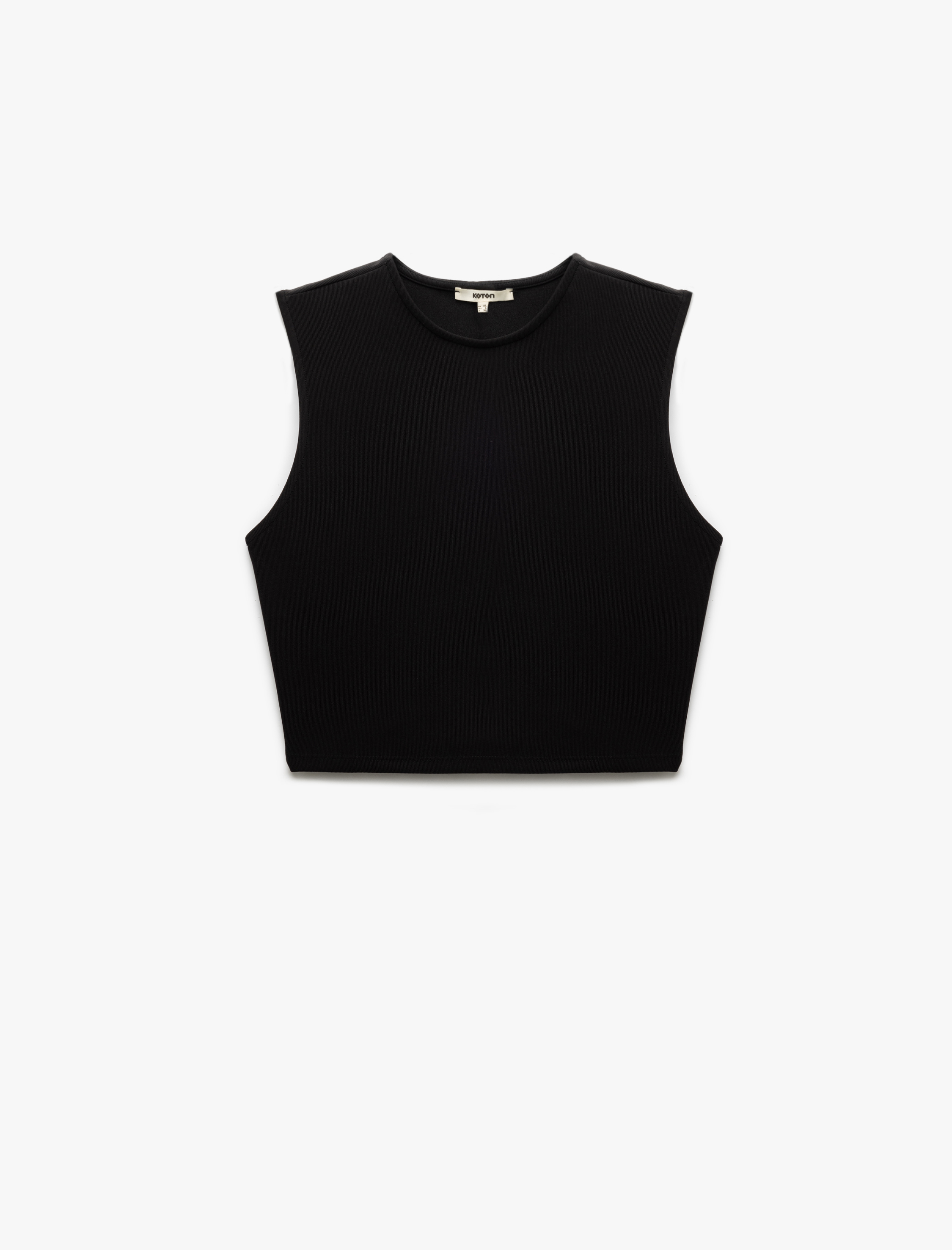   Bisiklet Yaka Slim Fit Metal Aksesuarlı Sırt Dekolteli Crop Bluz