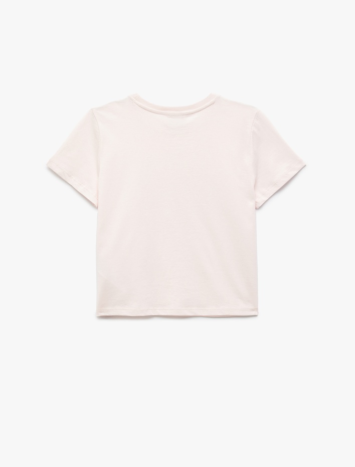 Kız Çocuk Köpek Baskılı Pamuklu Crop Tişört