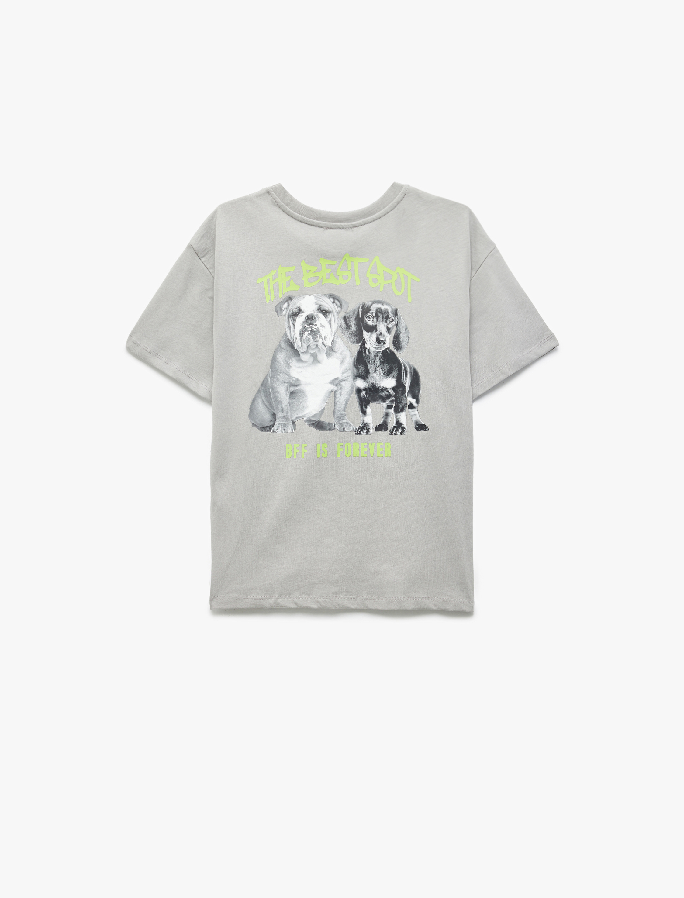  Erkek Çocuk Köpek Baskılı Kısa Kollu Bisiklet Yaka Pamuklu Oversize Tişört