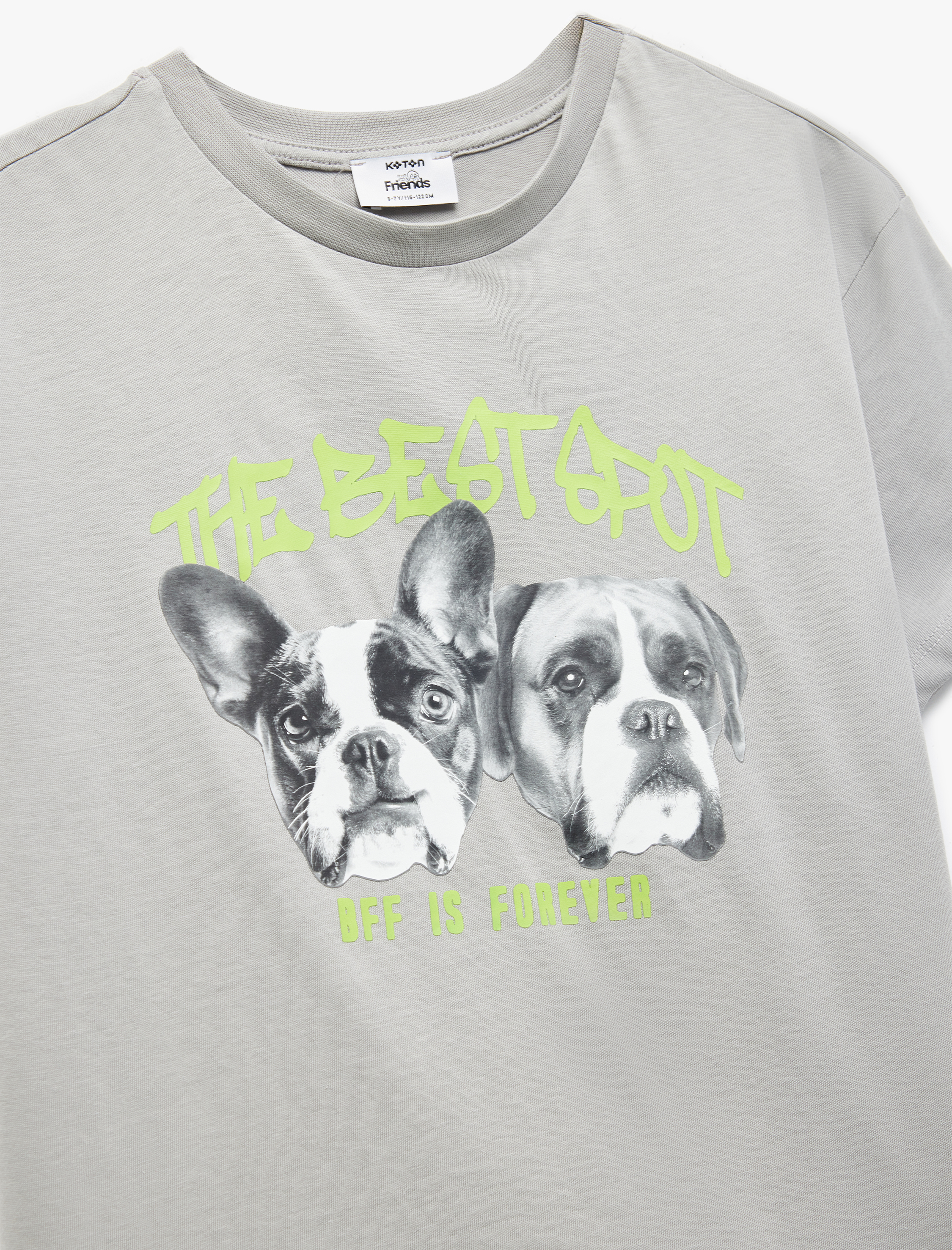  Erkek Çocuk Köpek Baskılı Kısa Kollu Bisiklet Yaka Pamuklu Oversize Tişört