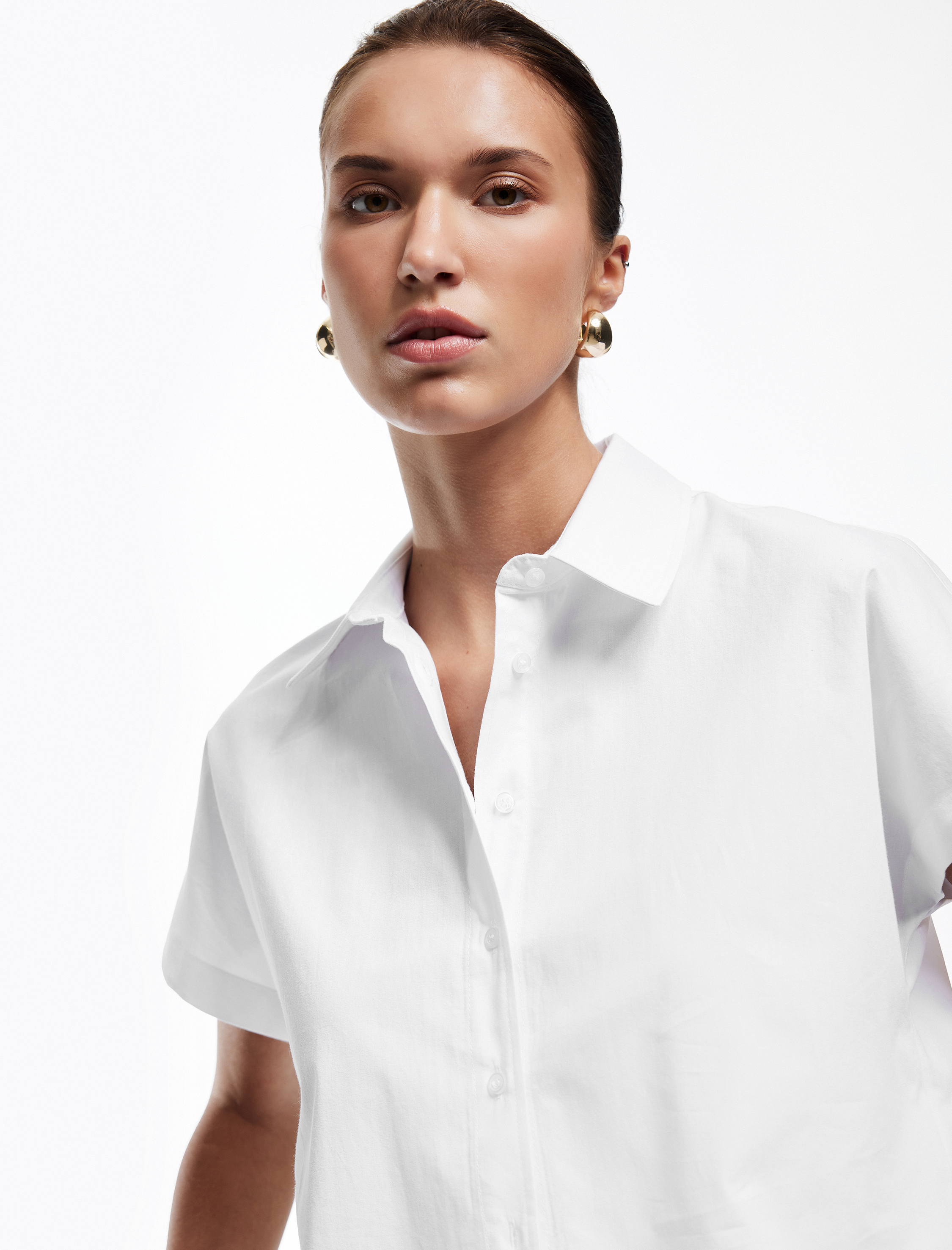   Pamuklu Klasik Yaka Kolsuz Poplin Gömlek