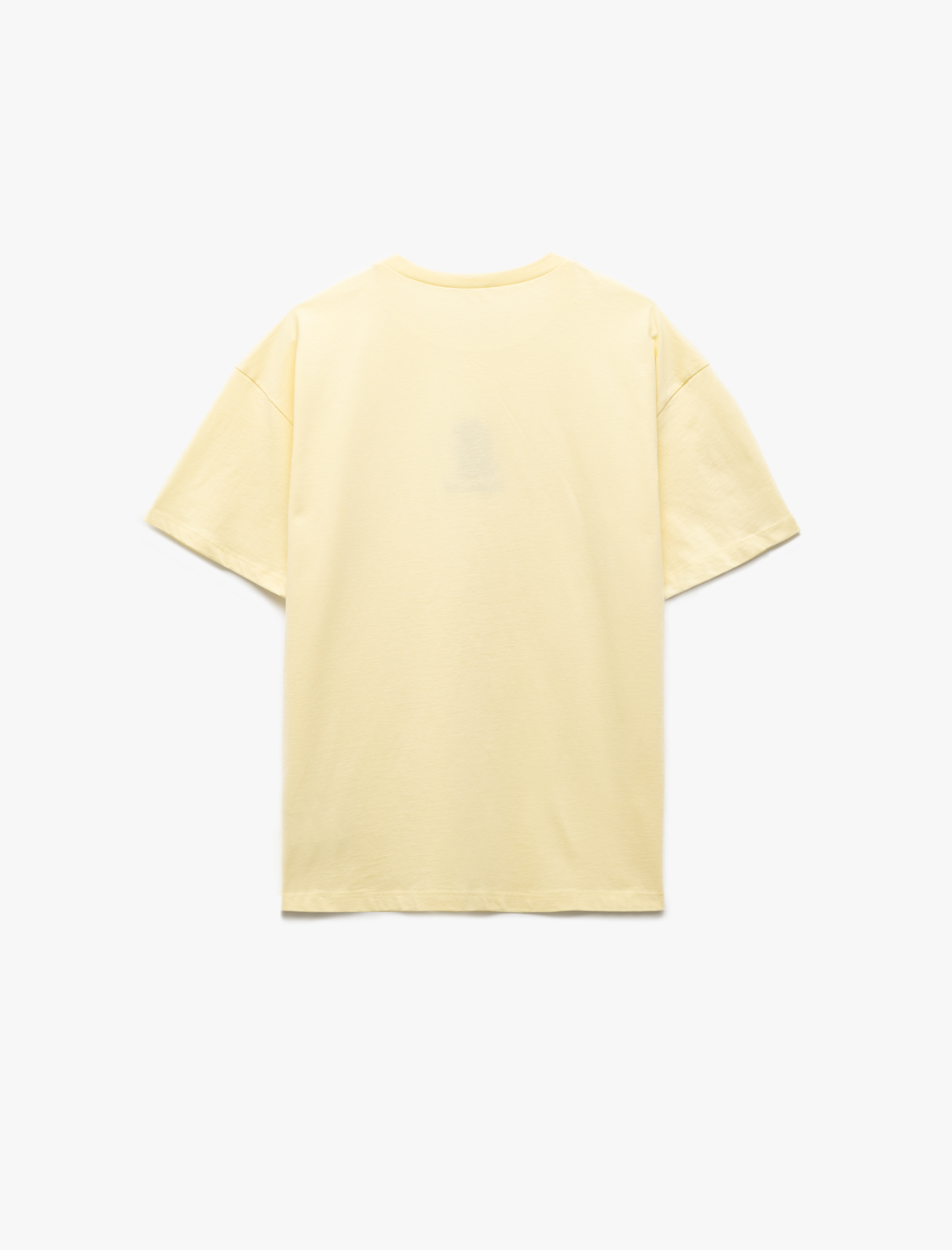 Kısa Kollu Bisiklet Yaka Köpek Nakışlı Pamuklu Oversize Tişört