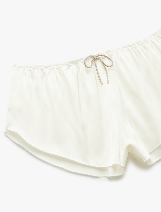 Fiyonk Detaylı Mini Bridal Saten Şort Pijama Altı_2