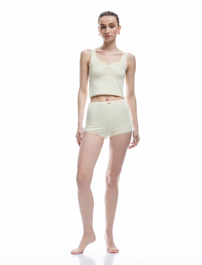  Modal Karışımlı Dantel Detaylı Şort Pijama Altı