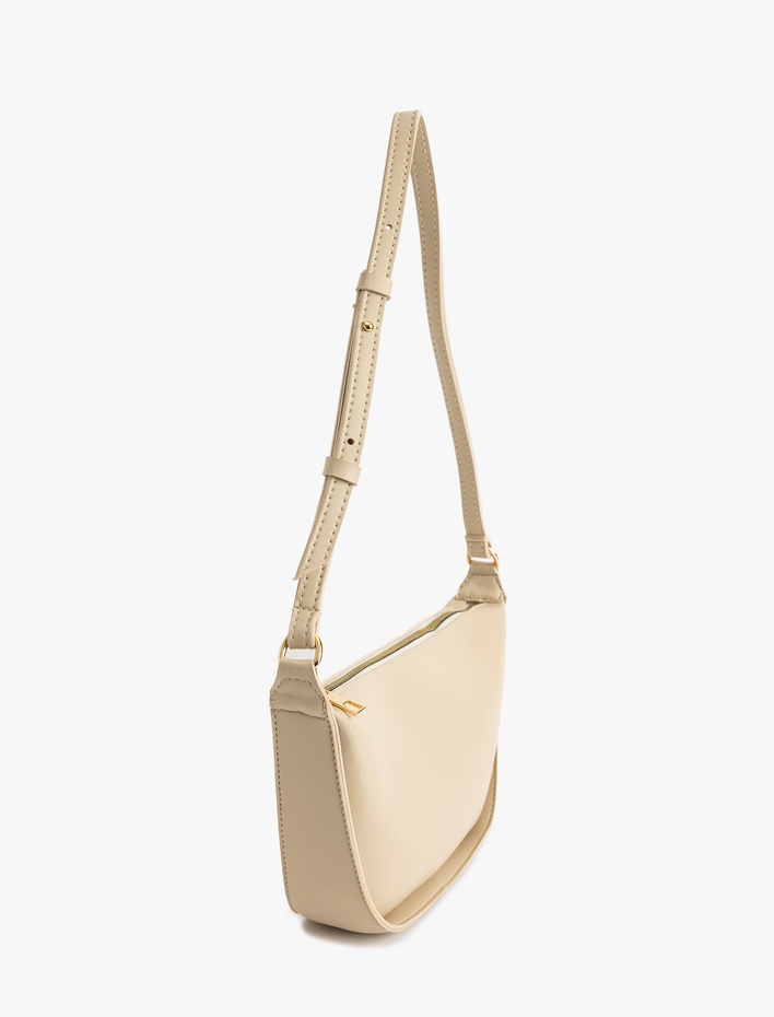 Kadın Suni Deri Fermuarlı Asimetrik Omuz Çantası