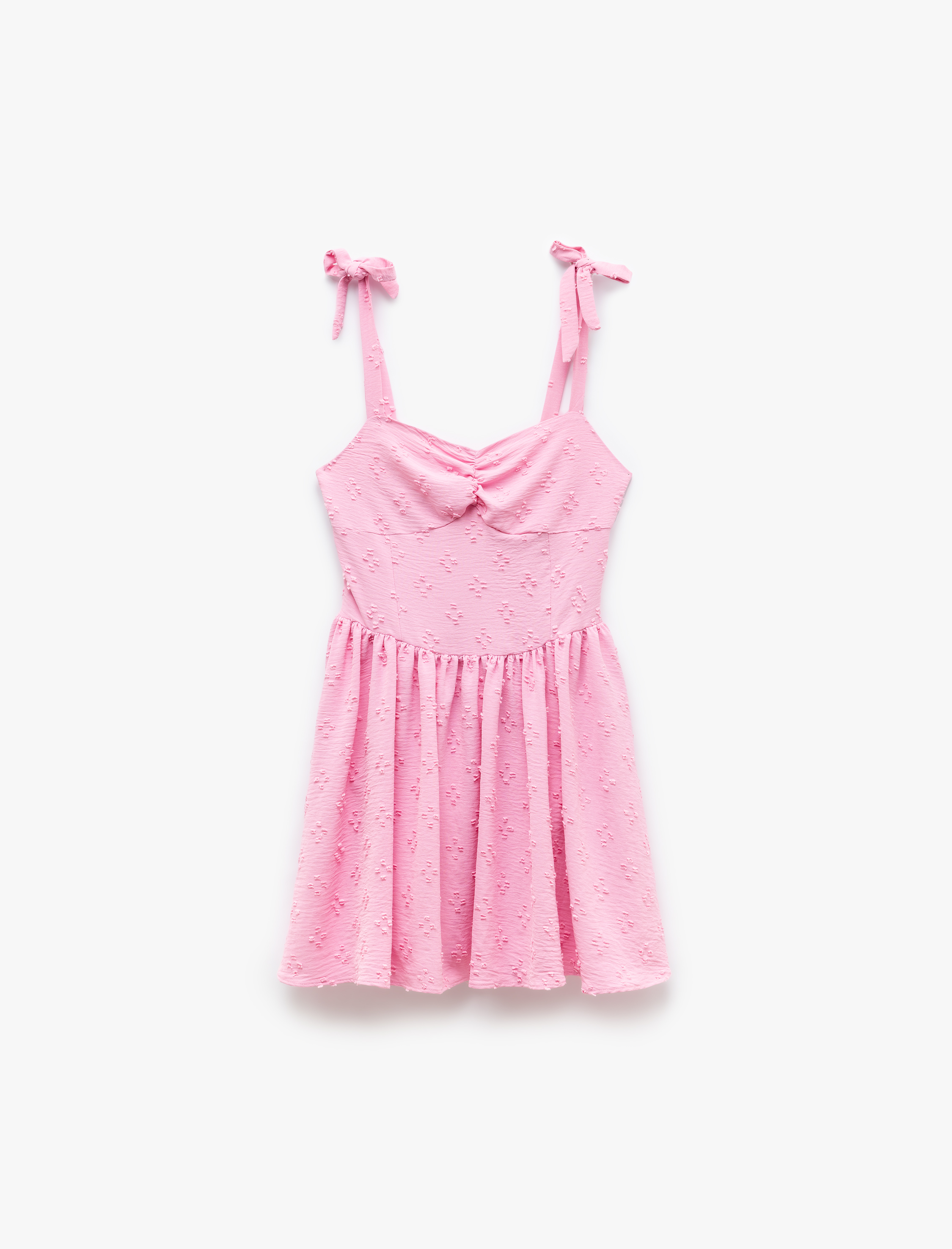 İnce Askılı Kolsuz Gipeli Volanlı Fisto Mini Elbise