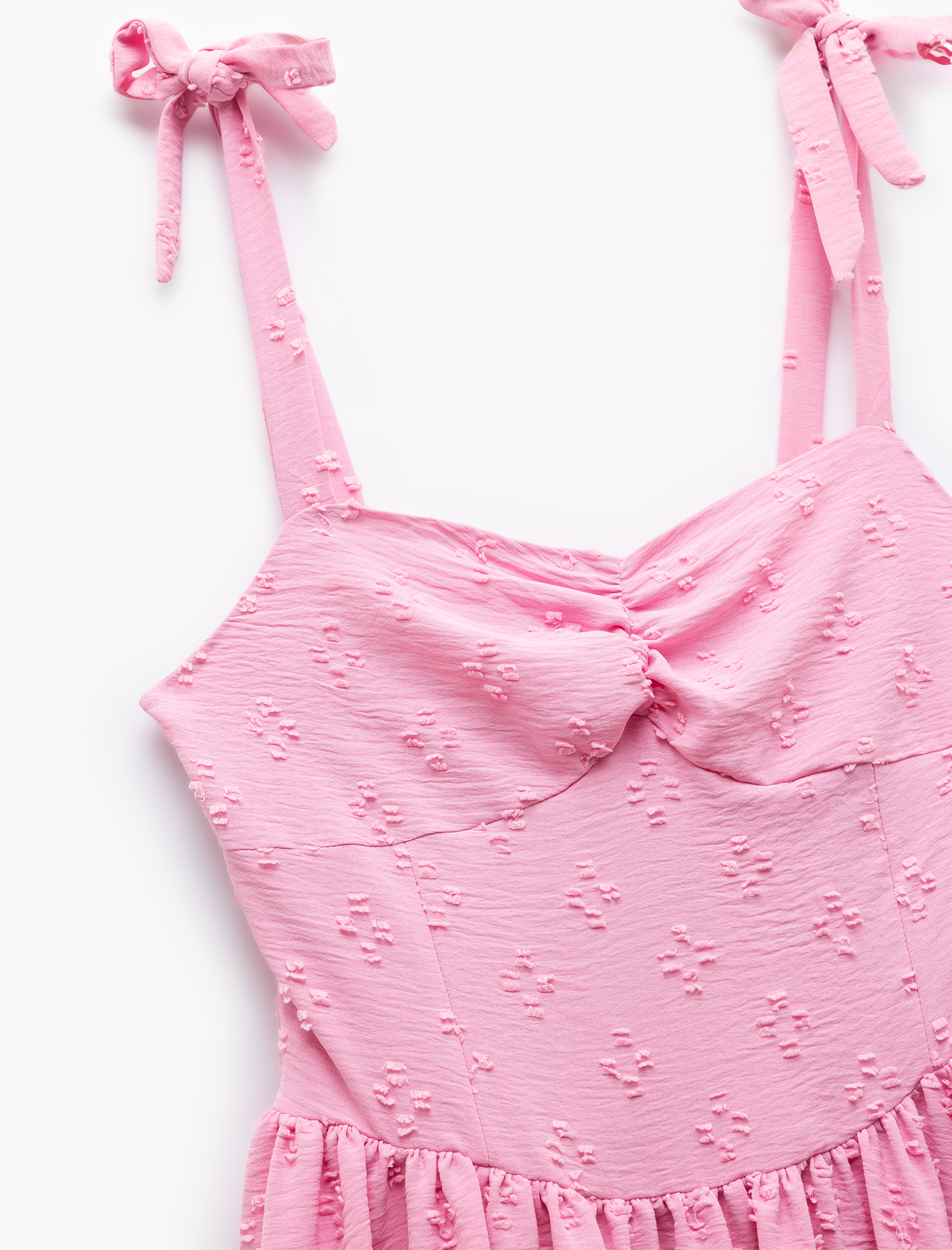 İnce Askılı Kolsuz Gipeli Volanlı Fisto Mini Elbise