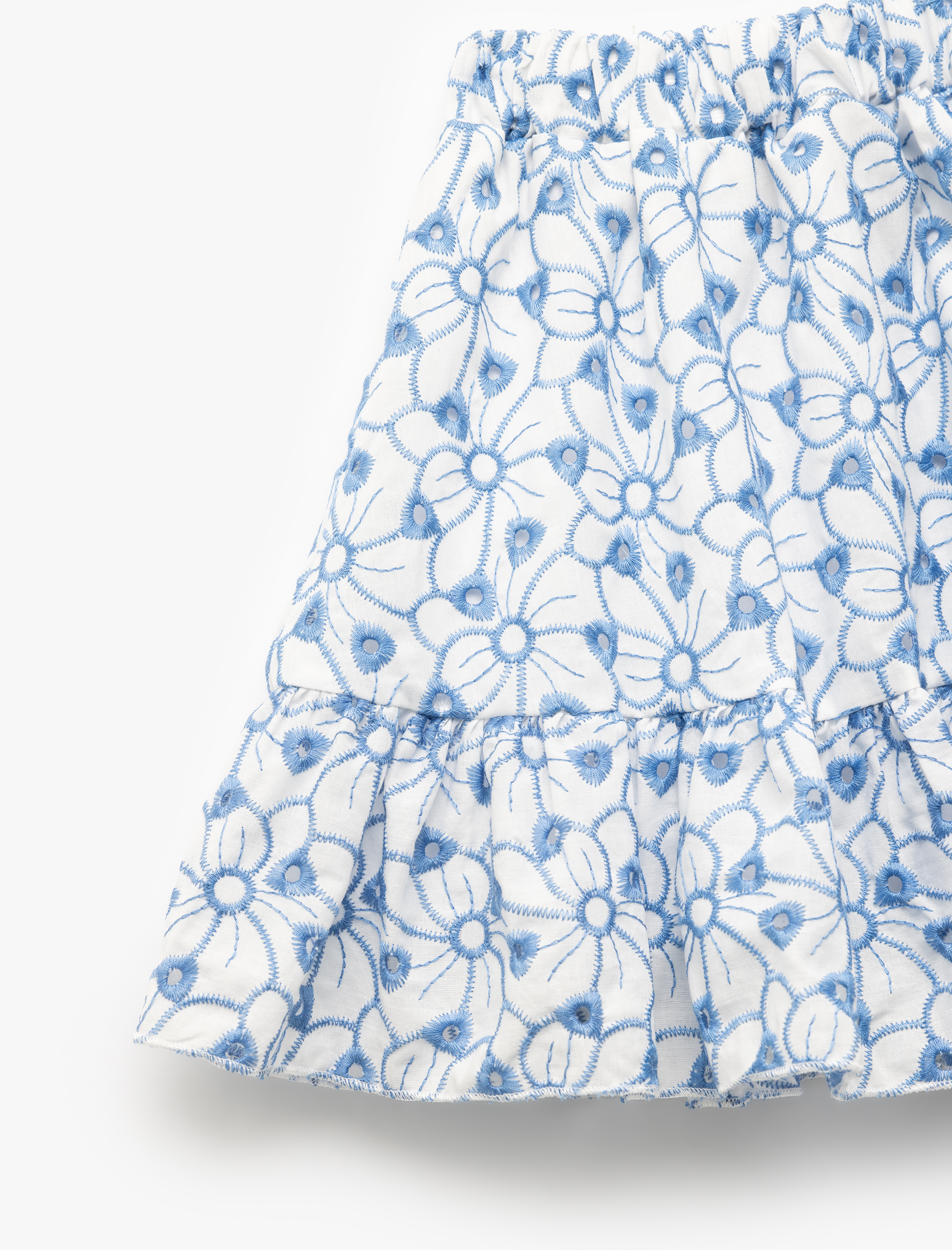  Kız Çocuk Pamuklu Brode Katmanlı Çiçekli Etek